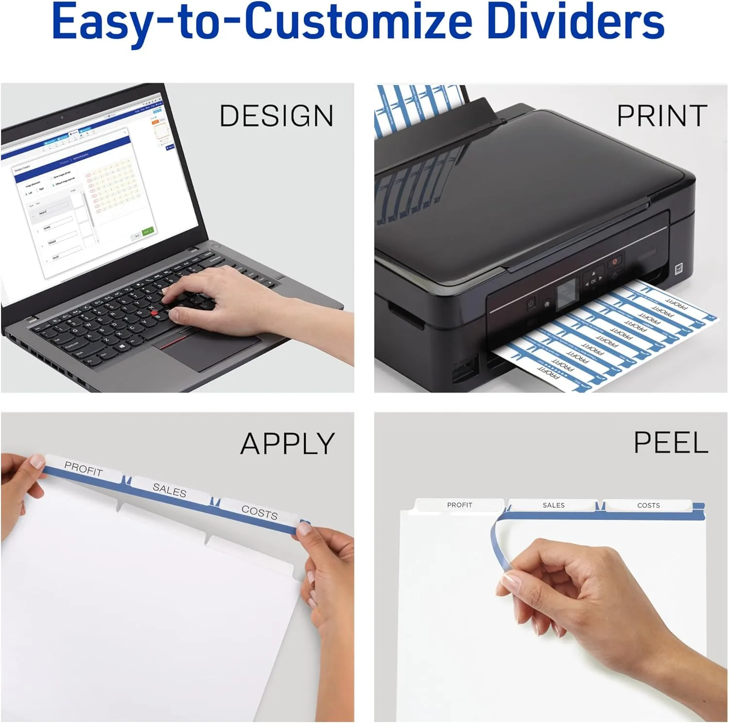 Avery 3-Tab Unpunched Clear Label Dividers, Index Maker, 25 Sets (11442)