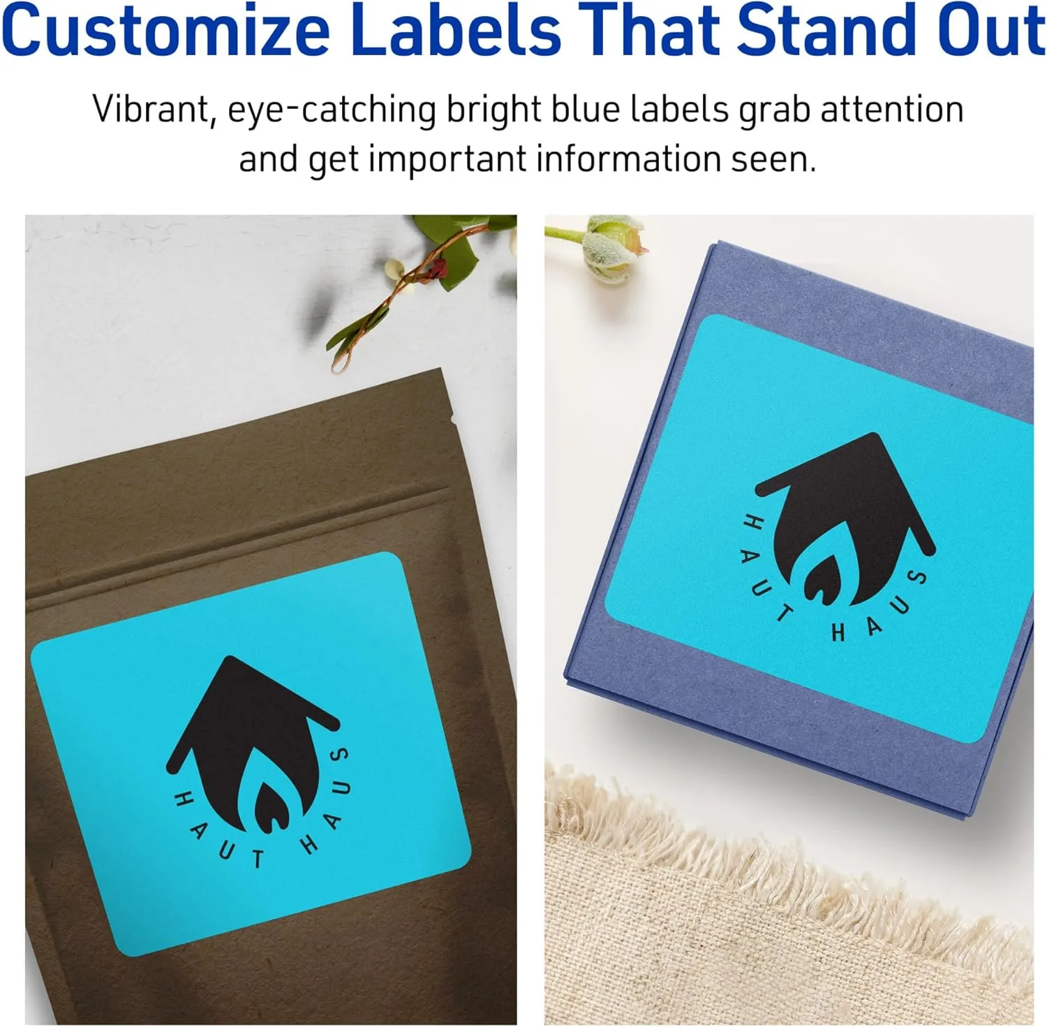 Avery Printable Rectangle Labels, Sure Feed Technology, 3" x 3.75", Bright Blue Labels, Print-to-The-Edge