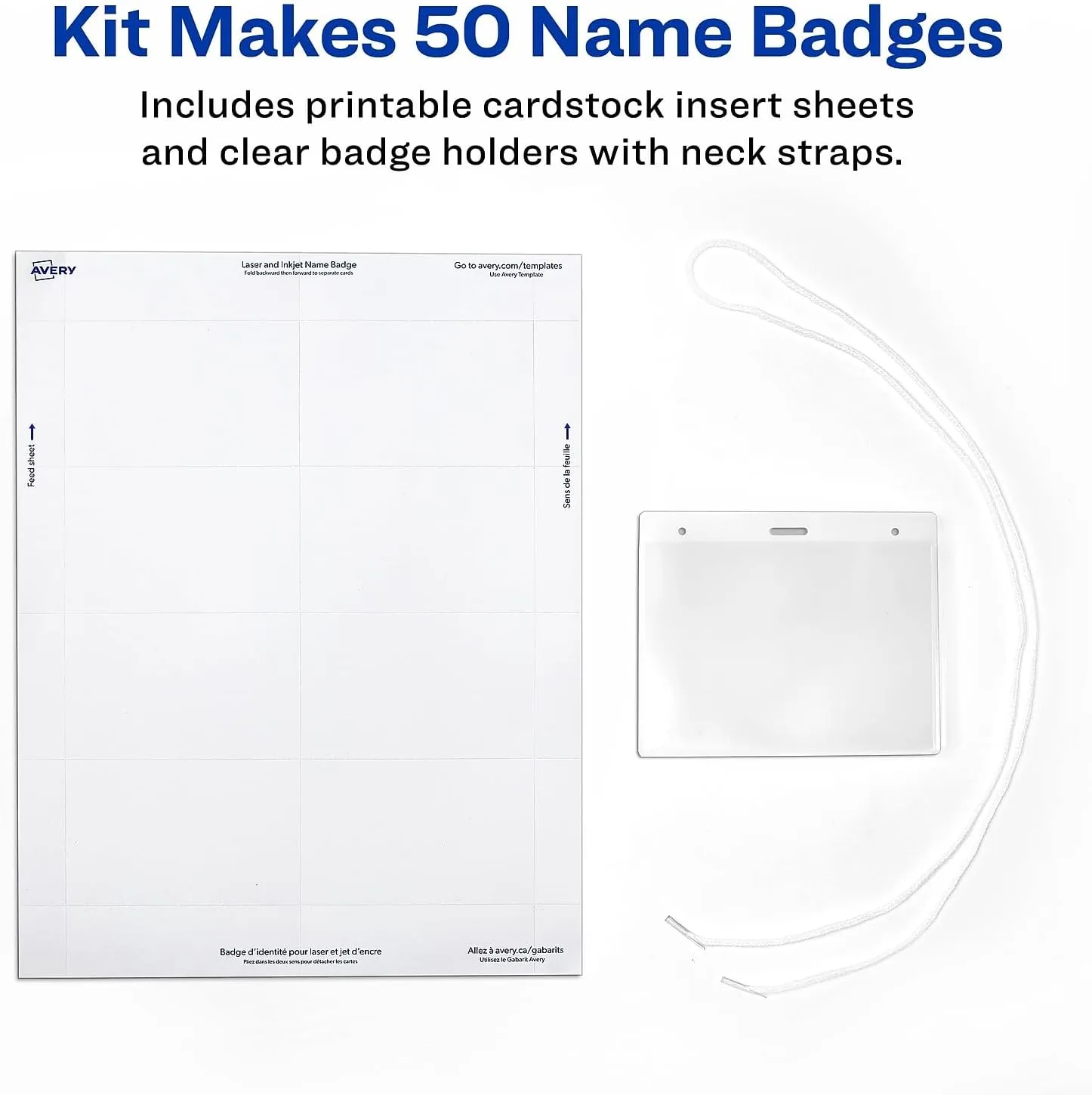 AVERY 3 x 4 White Insertable Name Badges, 100 Count (74459)