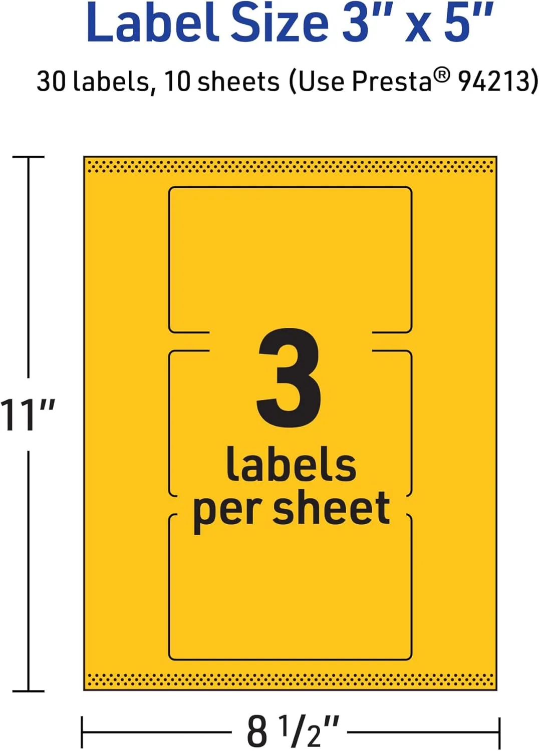 Avery Printable Rectangle Labels, Sure Feed Technology, 3" x 5", Bright Yellow, Print-to-the-Edge, Laser/Inkjet Printable