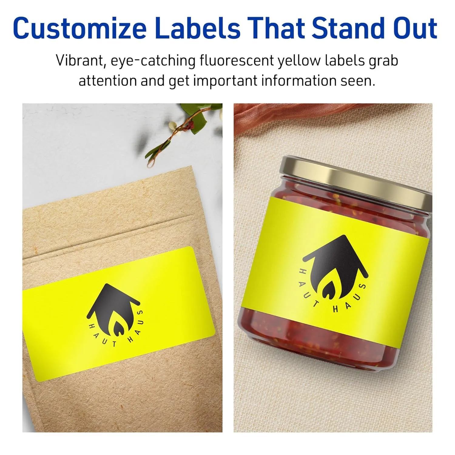 Avery Printable Rectangle Labels, Sure Feed Technology, 2-1/2" x 4", Neon Yellow Labels, Print-to-The-Edge