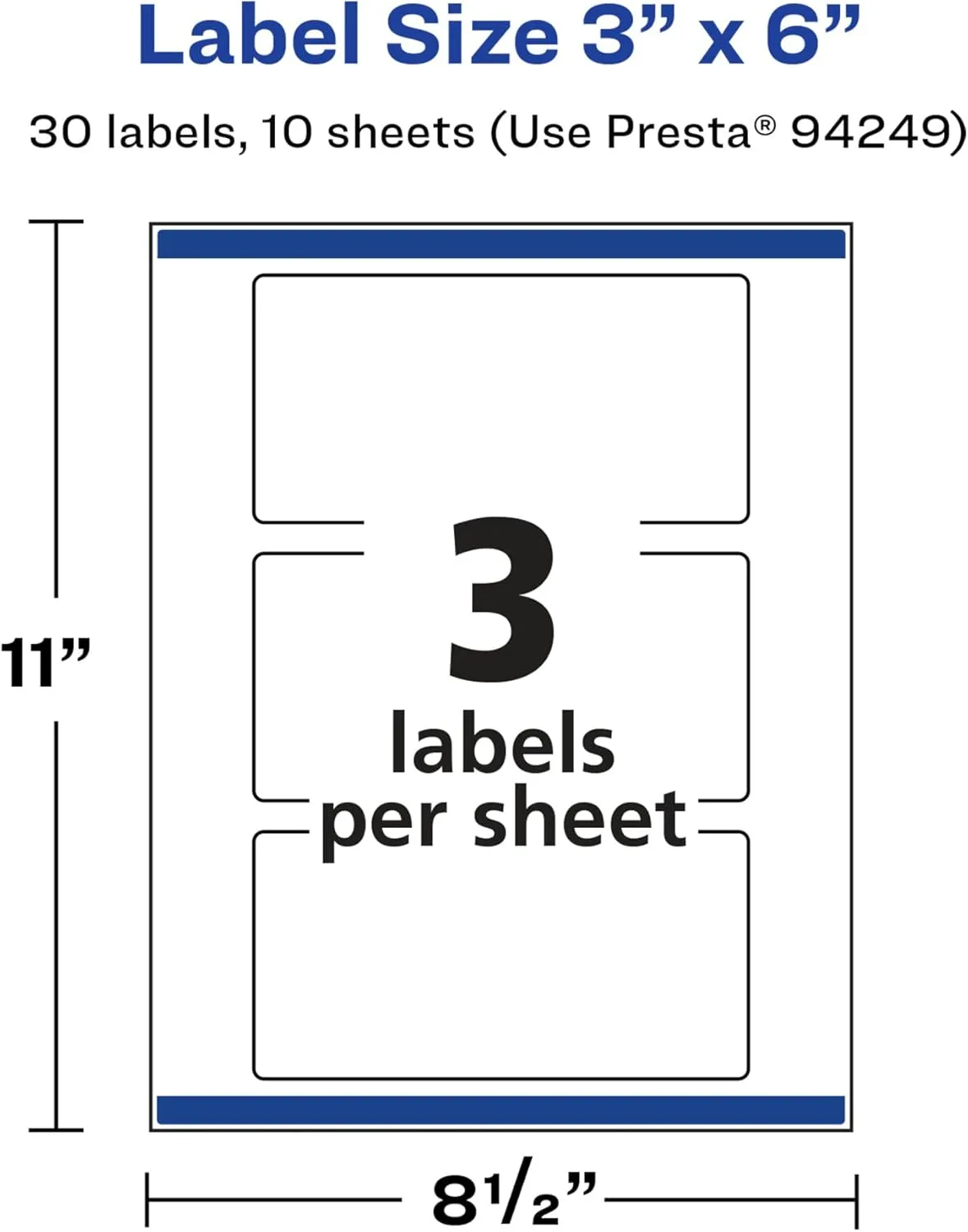 Avery Glossy White Rectangle Labels, Sure Feed Technology, 3" x 6"