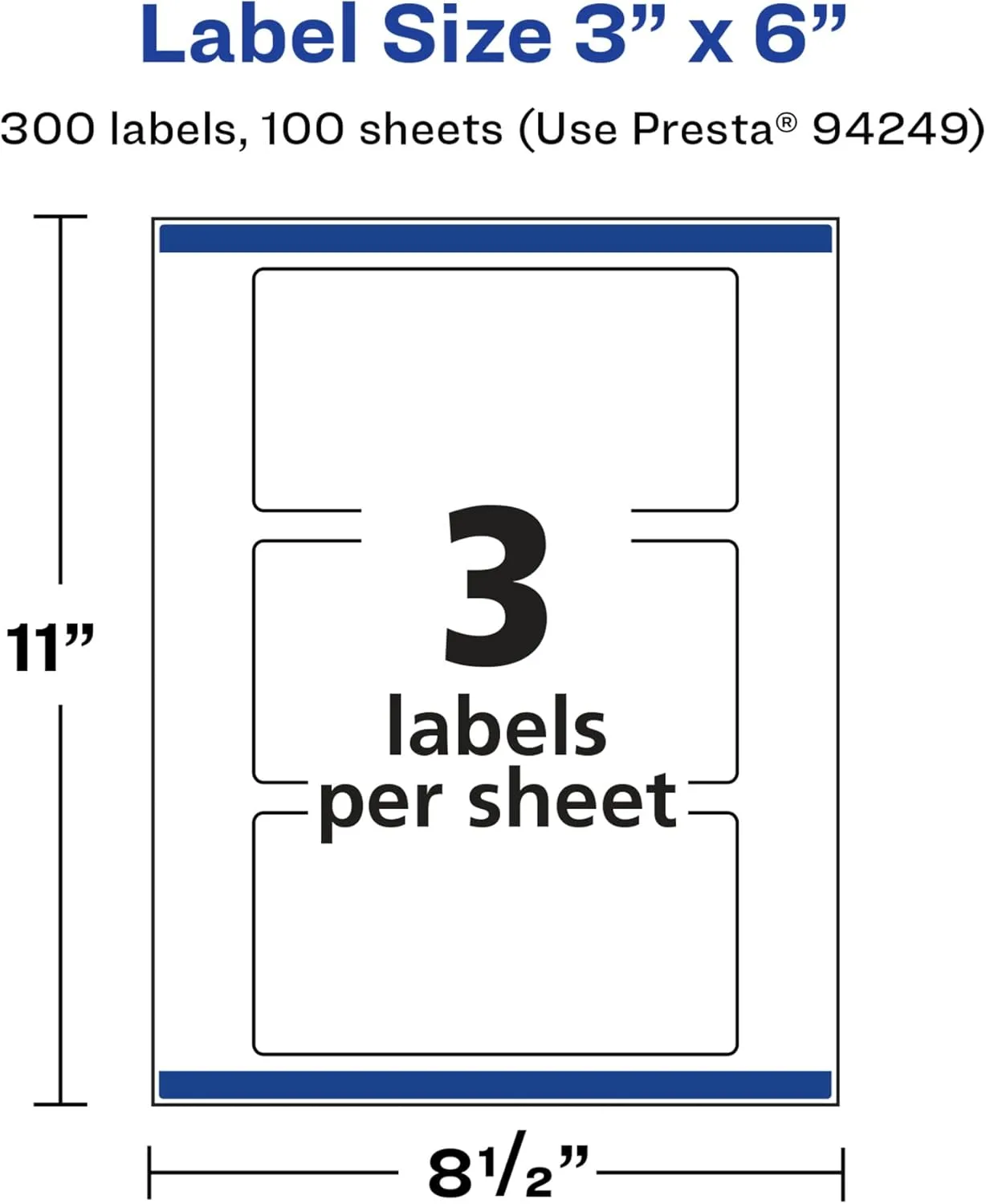 Avery Glossy White Rectangle Labels, Sure Feed Technology, 3" x 6"