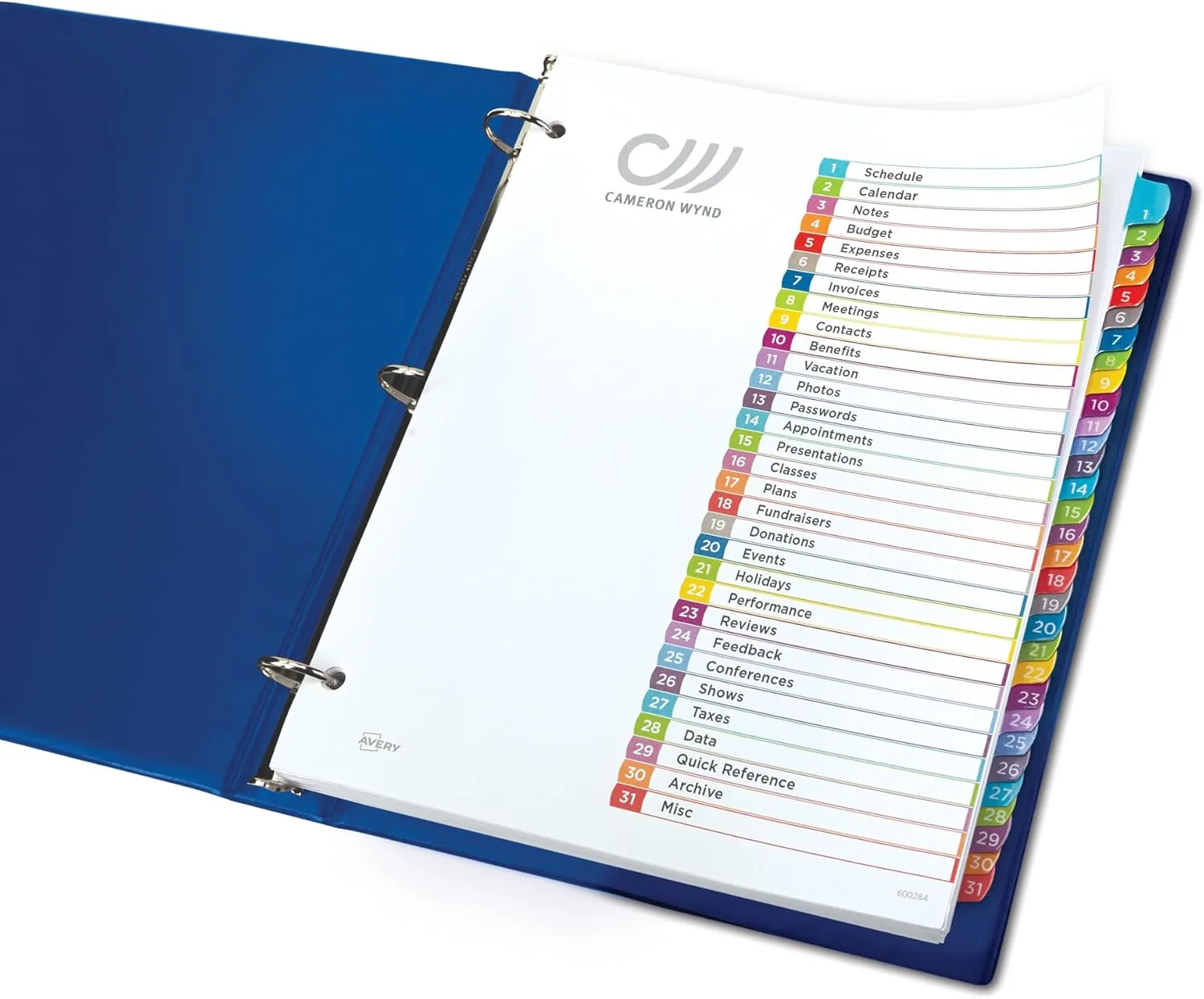 Avery 1-31 Dividers for 3 Ring Binders, 31 Tabs, Customizable Table of Contents (11846)