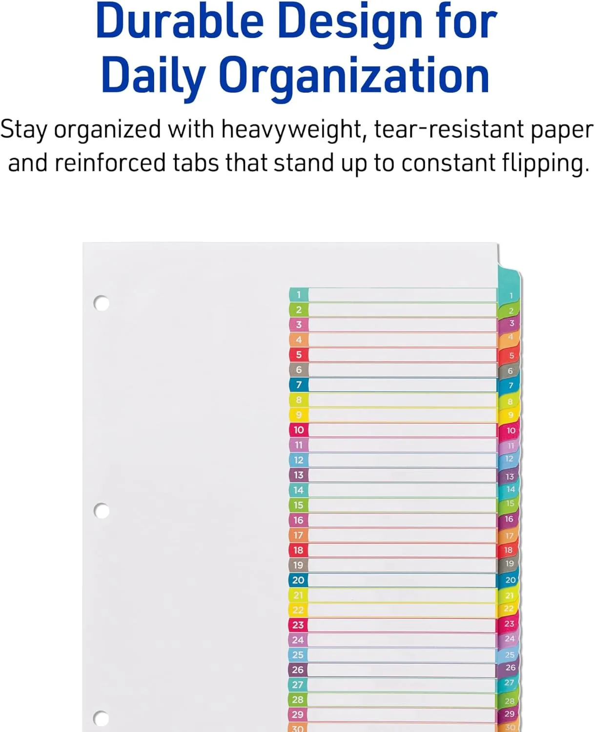 Avery 1-31 Dividers for 3 Ring Binders, 31 Tabs, Customizable Table of Contents (11846)