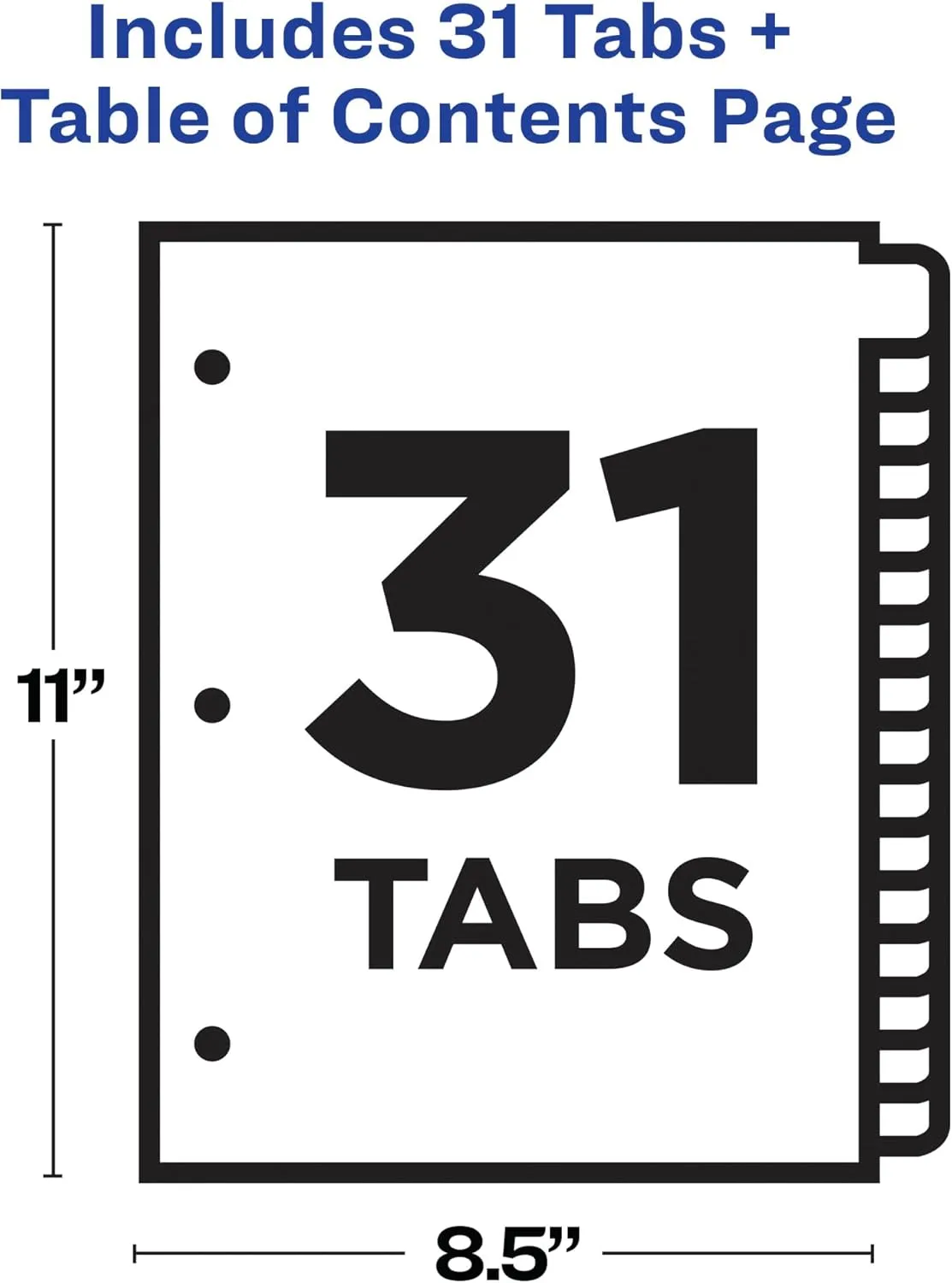 Avery 1-31 Dividers for 3 Ring Binders, 31 Tabs, Customizable Table of Contents (11846)