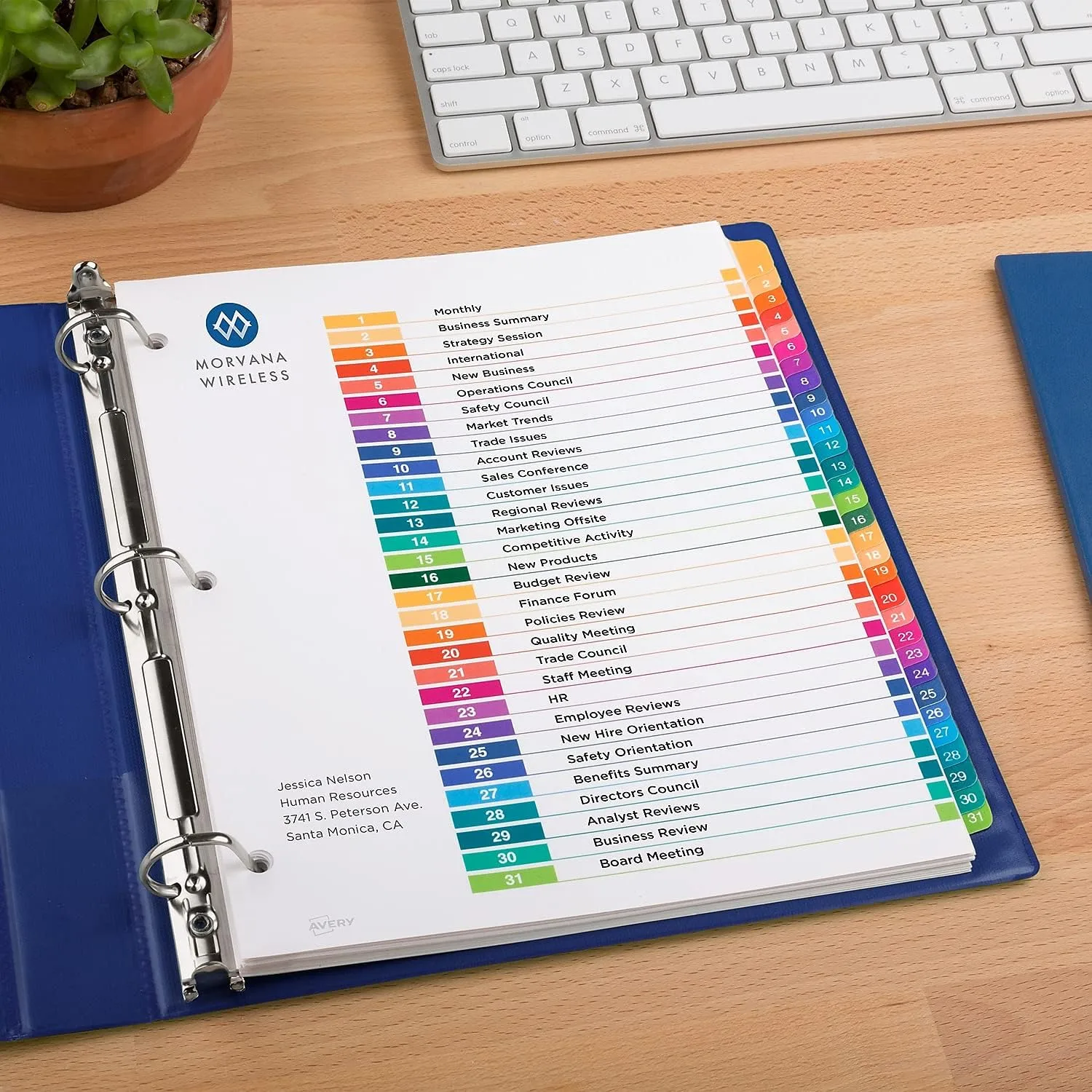 Customizable TOC Ready Index Multicolor Tab Dividers, 31-Tab, 11 x 8.5, White