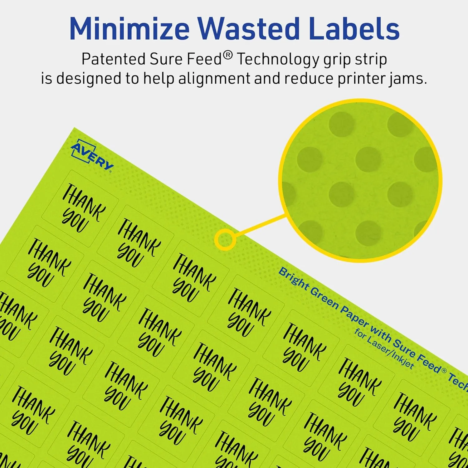 Avery Printable Square Labels, Sure Feed Technology, 3/4" x 3/4", Bright Green Labels, Print-to-The-Edge, Laser/Inkjet
