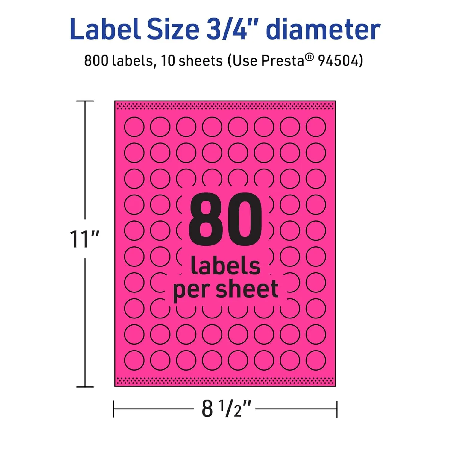 Avery Printable Round Labels, Sure Feed Technology, 3/4 in Diameter, Neon Magenta, Print-to-The-Edge, Laser/Inkjet