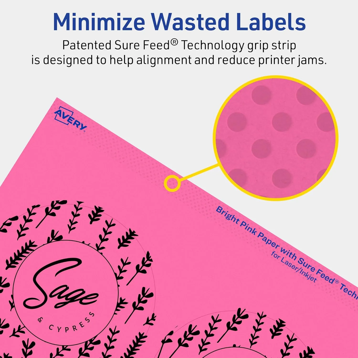 Avery Printable Round Labels, Sure Feed Technology, 3-1/2" Diameter, Bright Pink, Print-to-the-Edge, Laser/Inkjet Printable