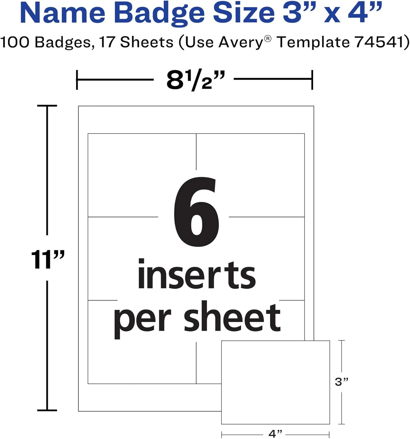 Avery Customizable Name Badges, Clip Style, 3" x 4", Clear Holders, 100 Pack