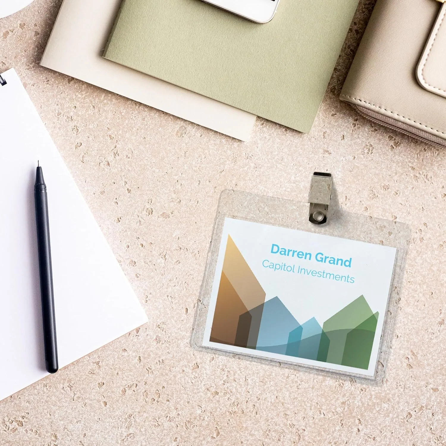 Avery Customizable Name Badges, Clip Style, 3" x 4", Clear Holders, 100 Pack