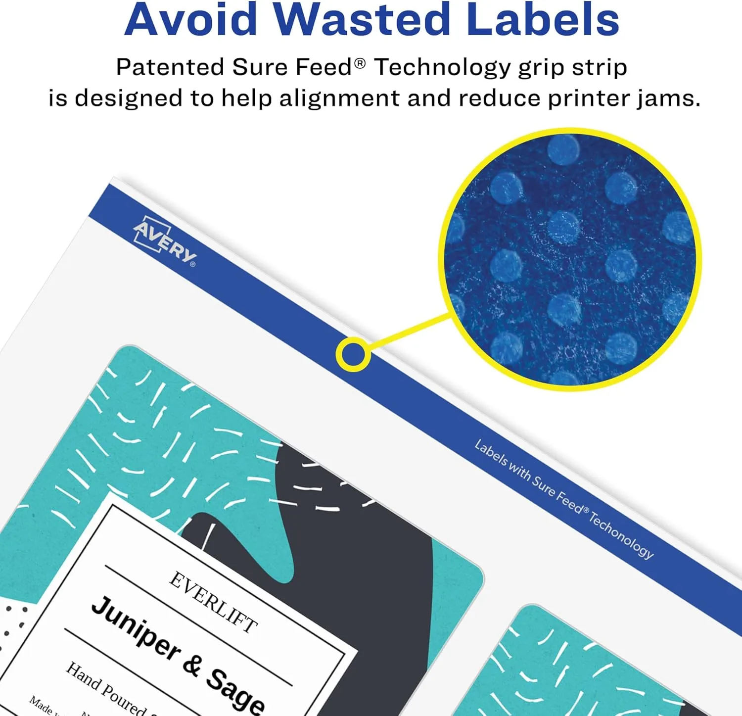 Avery Glossy Clear Rectangle Labels, Sure Feed Technology, 4" x 3-1/3", Print-to-The-Edge, Laser/Inkjet Printable