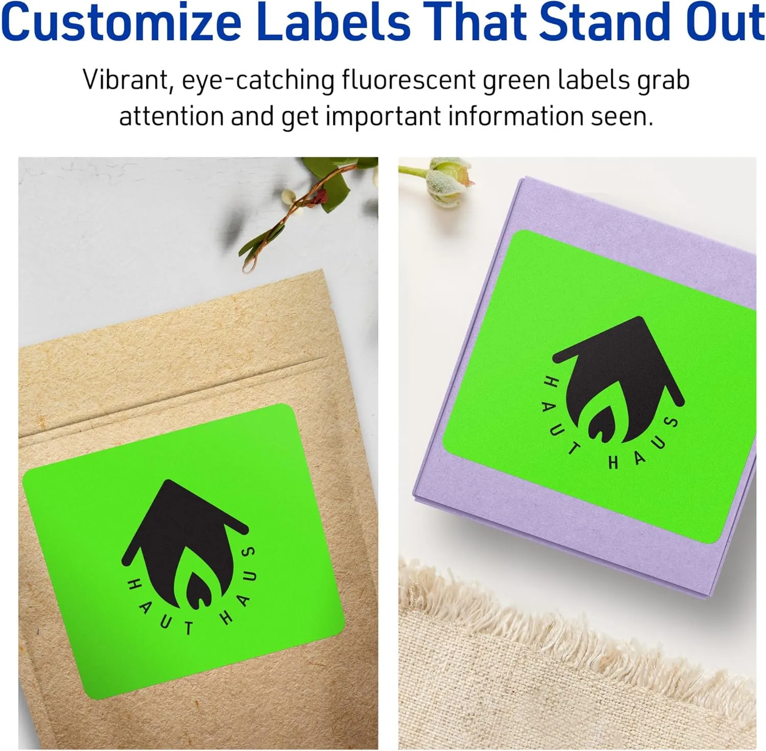 Avery Printable Rectangle Labels, Sure Feed Technology, 5" x 3.5", Neon Green Labels, Laser/Inkjet Printable, 40 Total