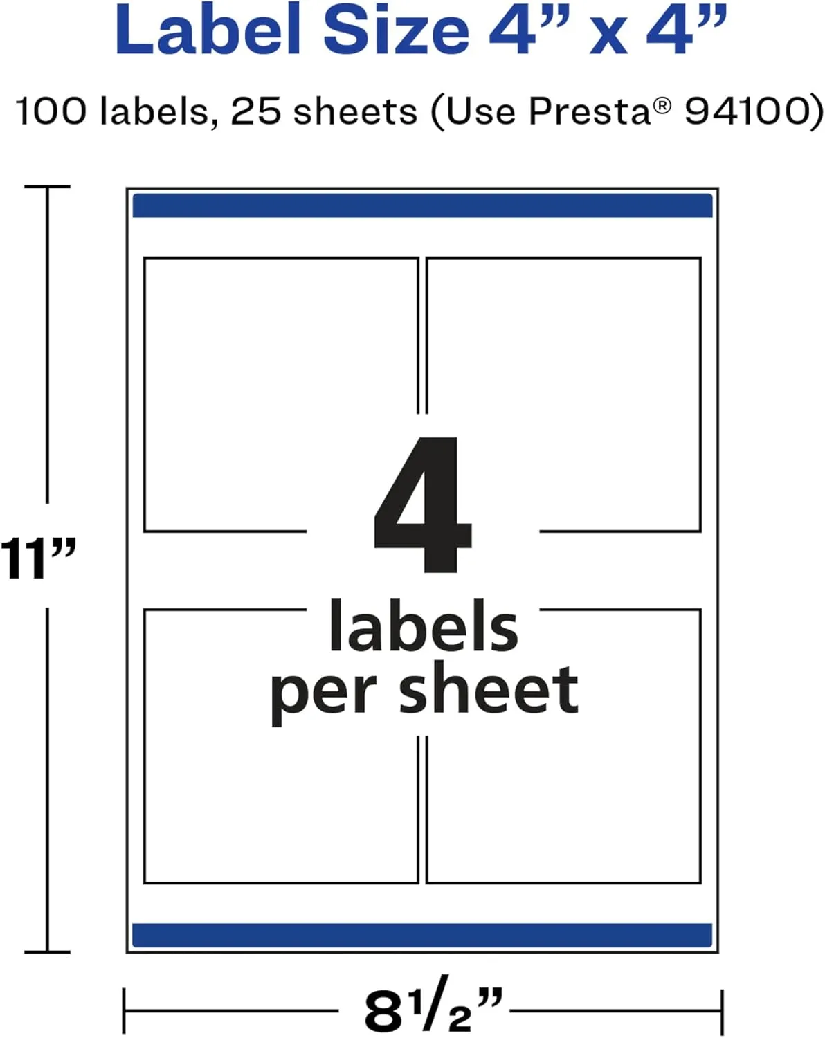 Avery Glossy White Square Labels, Sure Feed Technology, 4" x 4", Permanent Adhesive, Laser/Inkjet Printable
