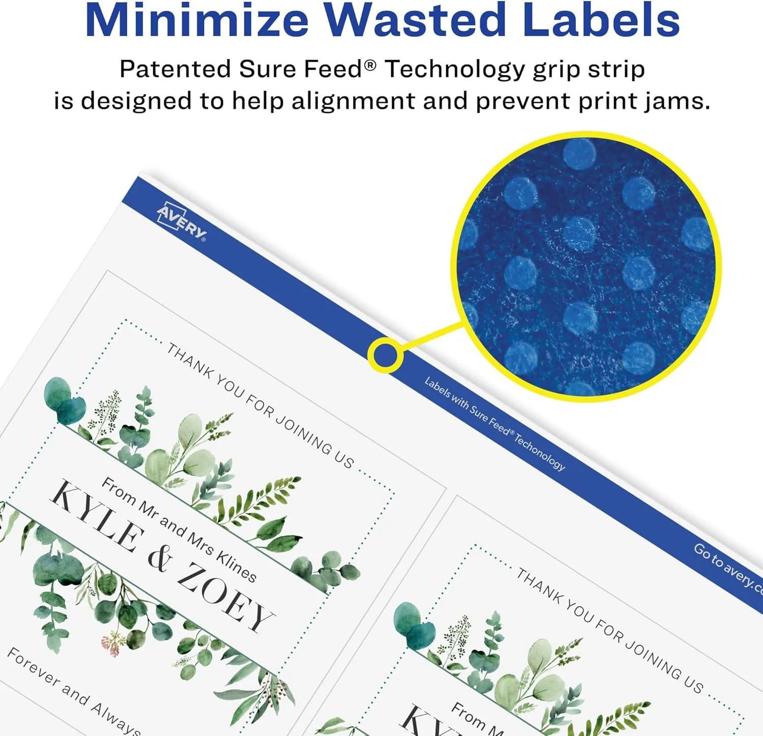 Avery Matte White Removable Square Labels, Sure Feed Technology, 4 x 4