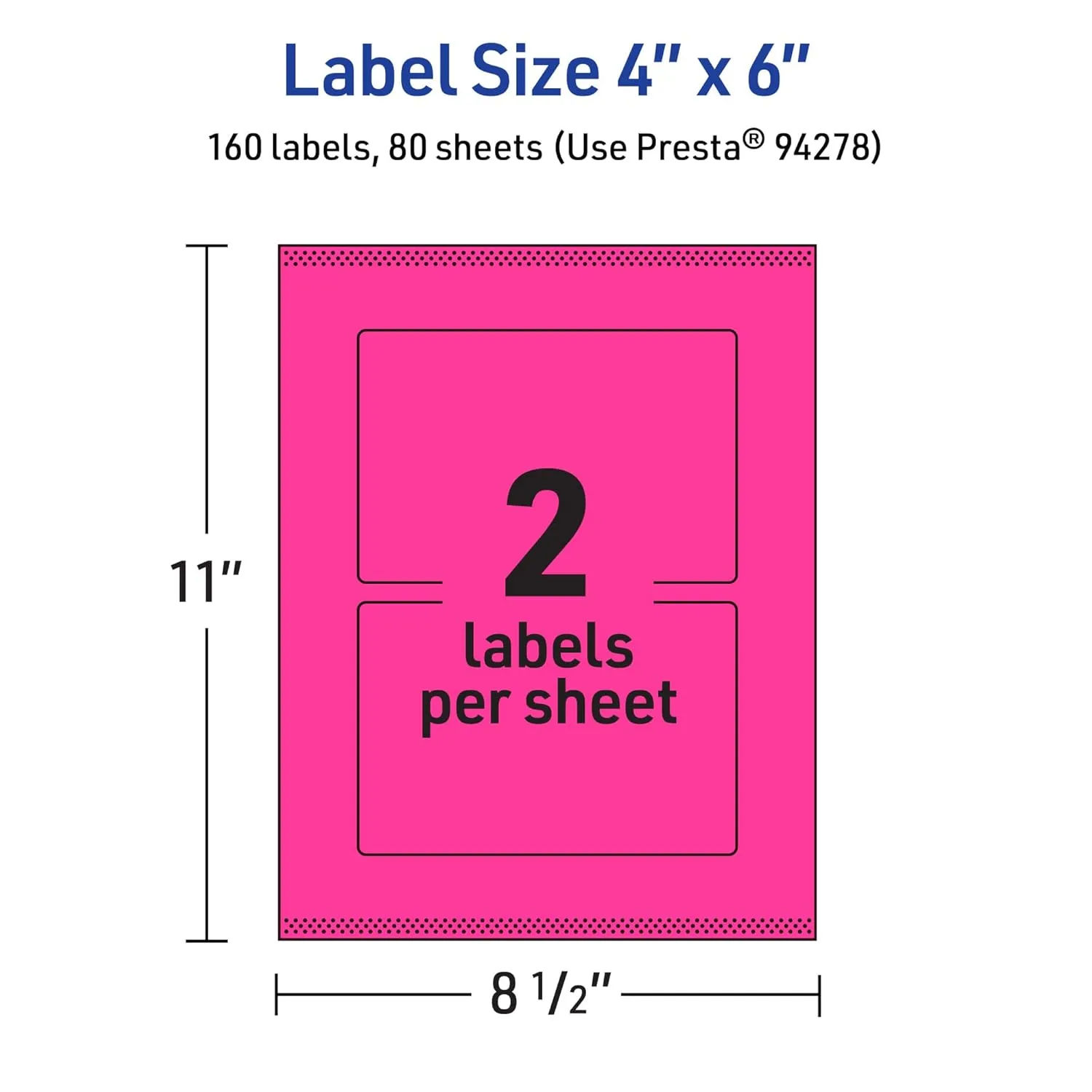Avery Printable Rectangle Labels, Sure Feed Technology, 4" x 6", Neon Magenta, Print-to-The-Edge, Laser/Inkjet Printable