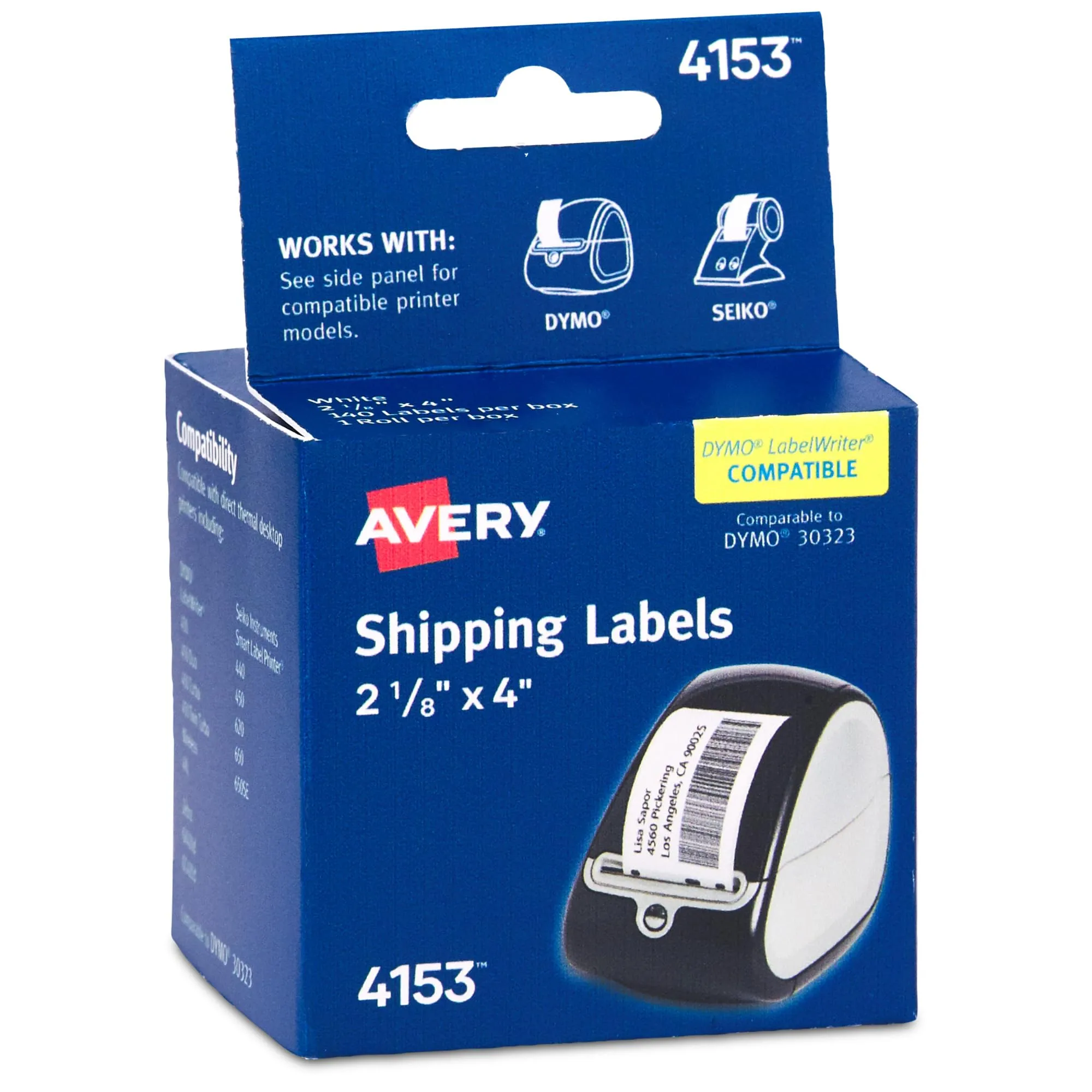 Avery Direct Thermal Shipping Labels, 2-1/8 x 4, White, 140 (4153)