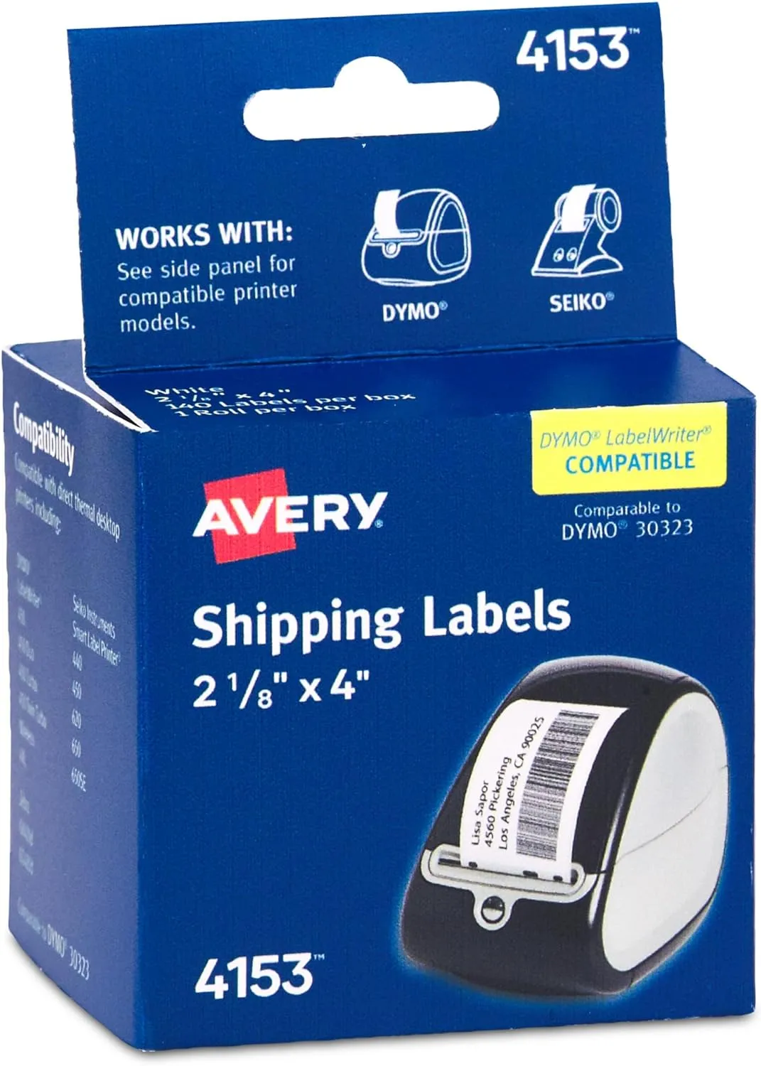 Avery Direct Thermal Shipping Labels, 2-1/8 x 4, White, 140 (4153)