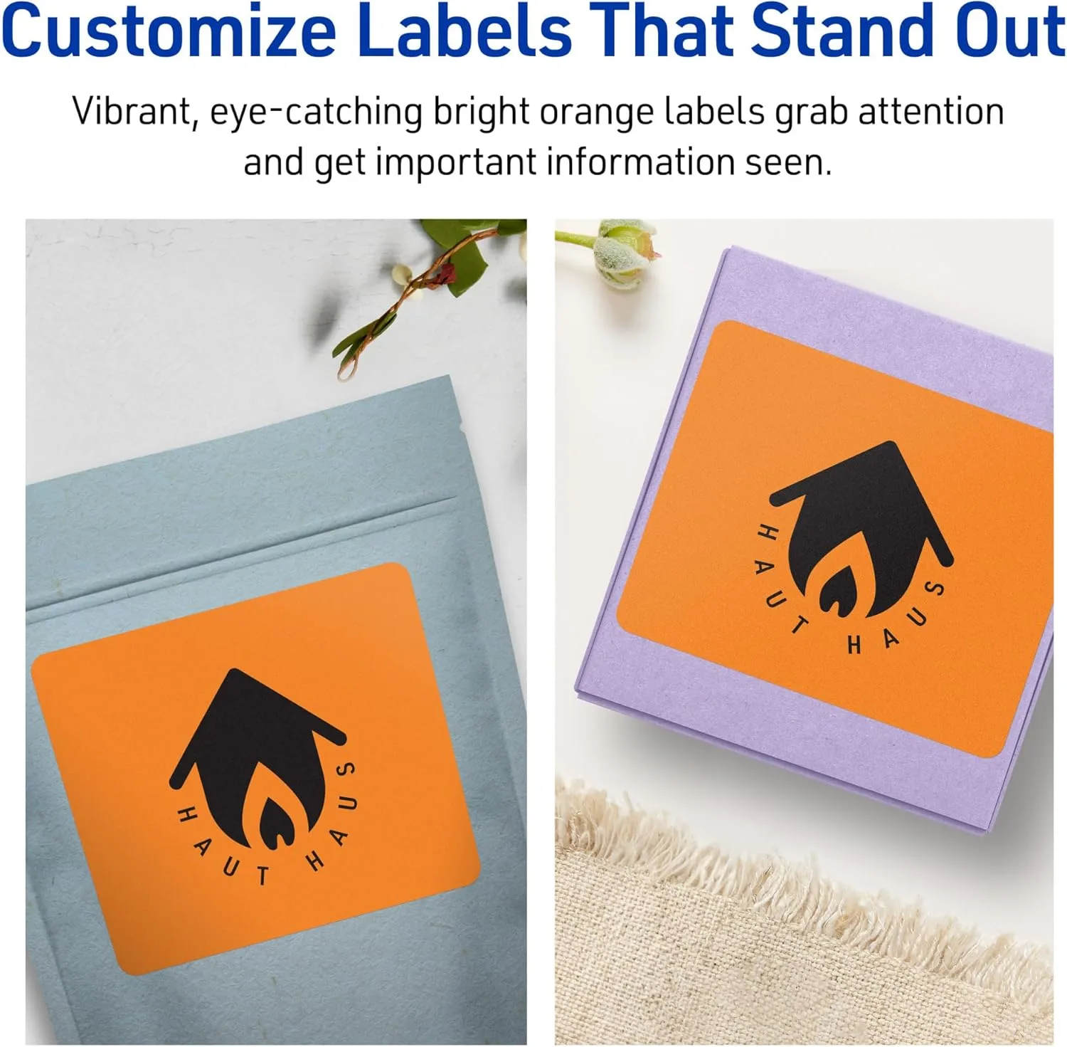 Avery Printable Rectangle Labels, Sure Feed Technology, 4" x 3", Bright Orange Labels, Print-to-The-Edge