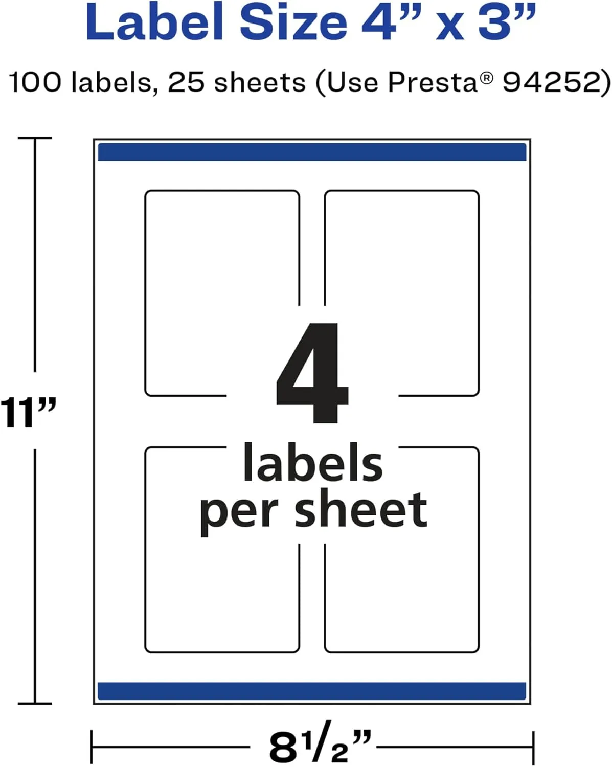 Avery Glossy White Rectangle Labels, Sure Feed Technology, 4" x 3", Print-to-The-Edge, Permanent Adhesive