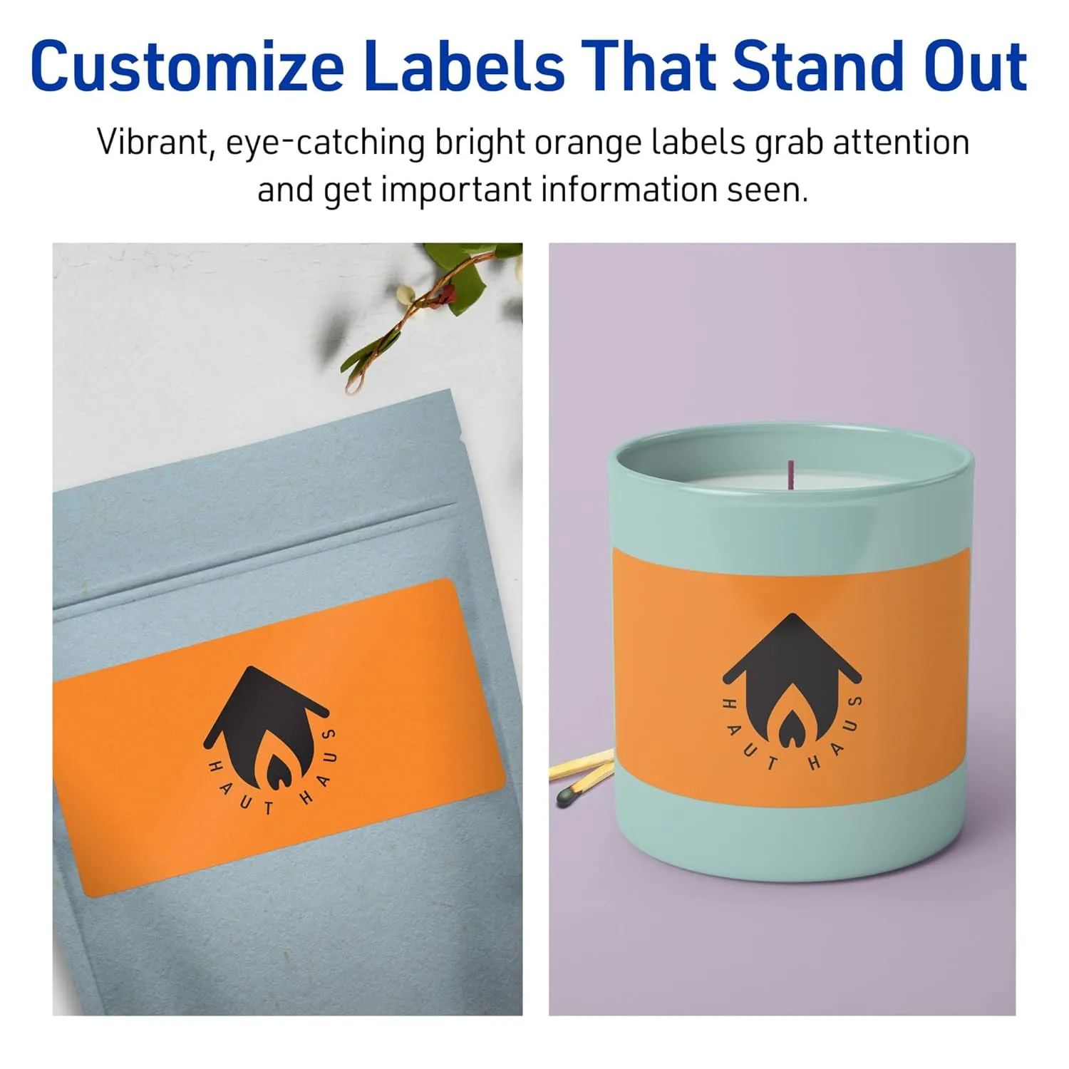 Avery Printable Rectangle Labels, Sure Feed Technology, 4" x 6", Bright Orange Labels, Print-to-The-Edge