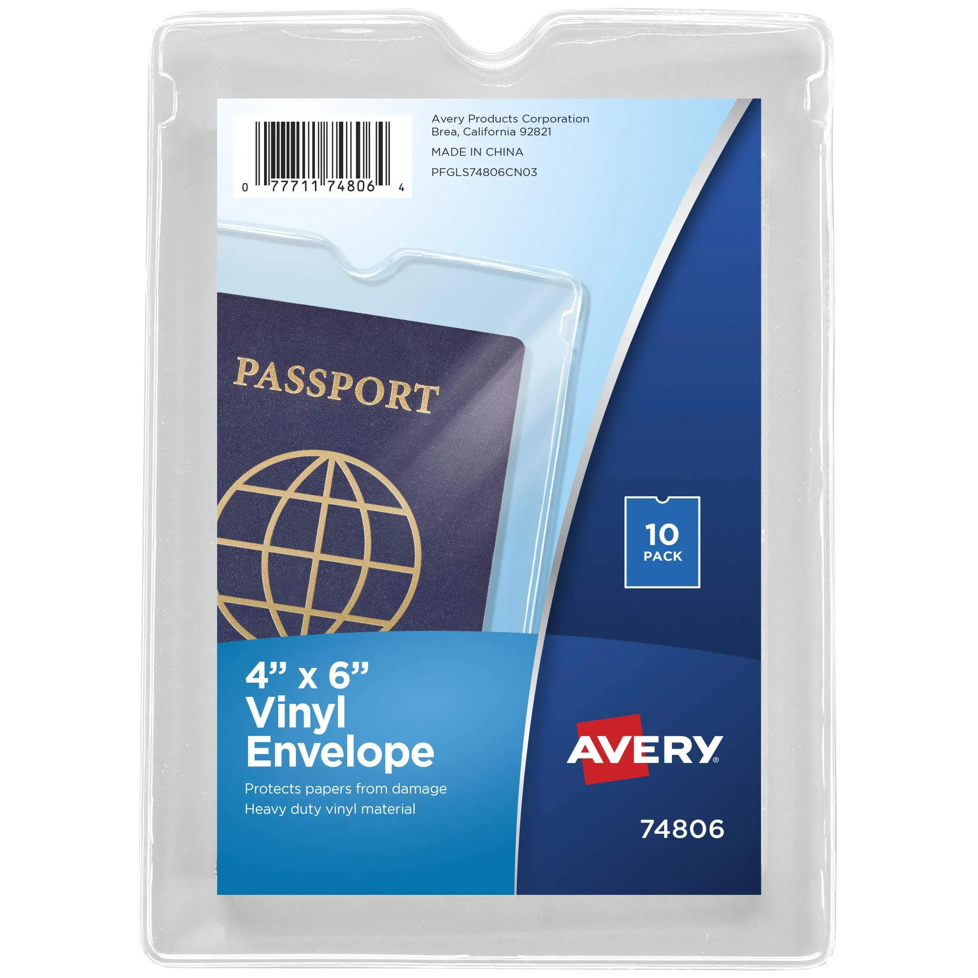 AVERY Clear Vinyl File Envelopes, 10-Pack