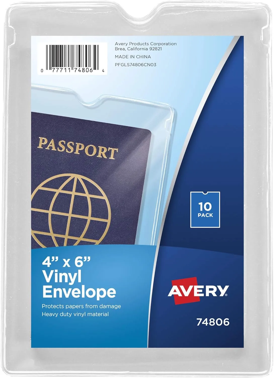 AVERY Clear Vinyl File Envelopes, 10-Pack