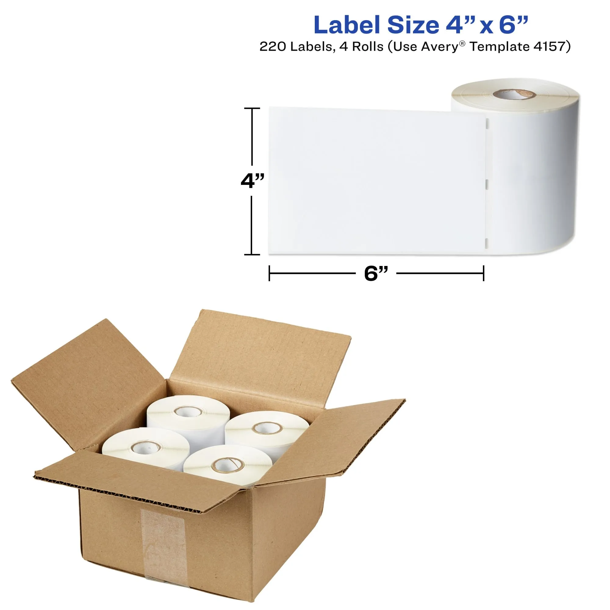 Avery Direct Thermal Shipping Labels, 4 x 6 in, White