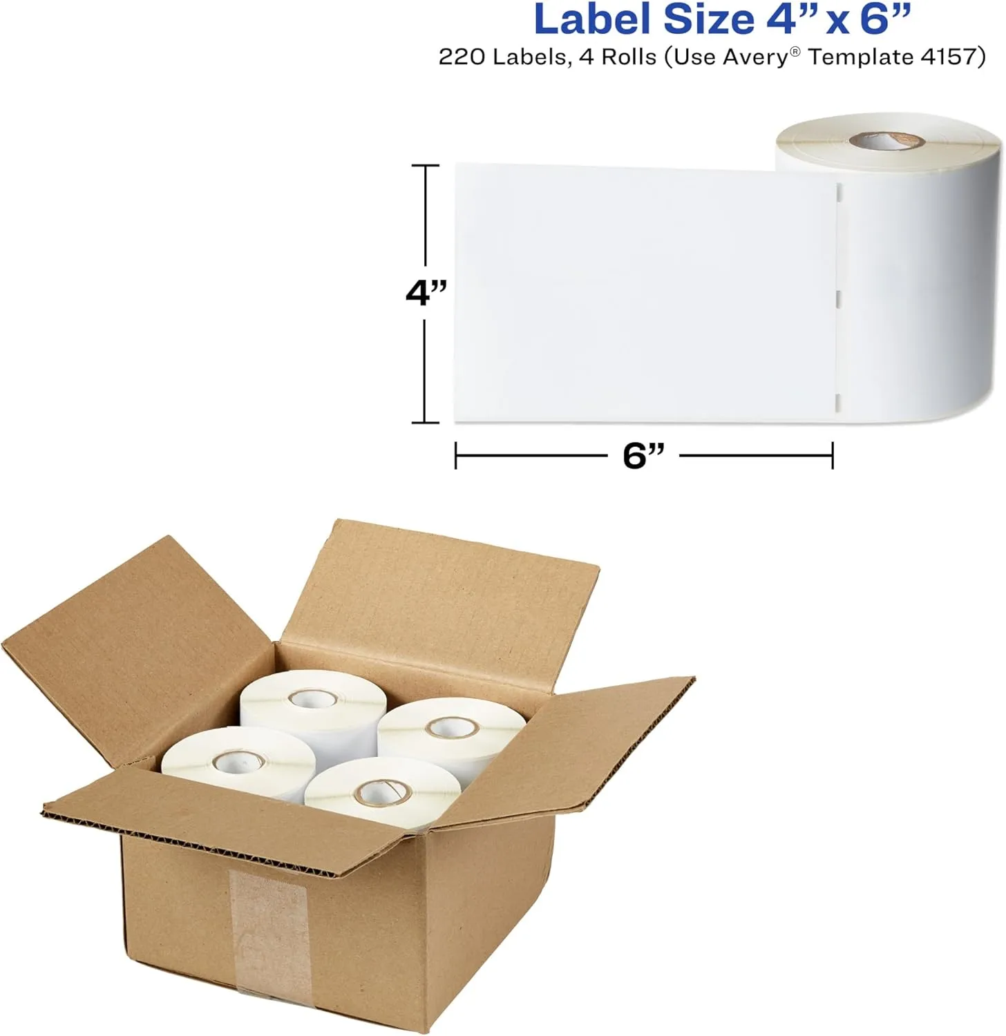 Avery Direct Thermal Shipping Labels, 4 x 6 in, White