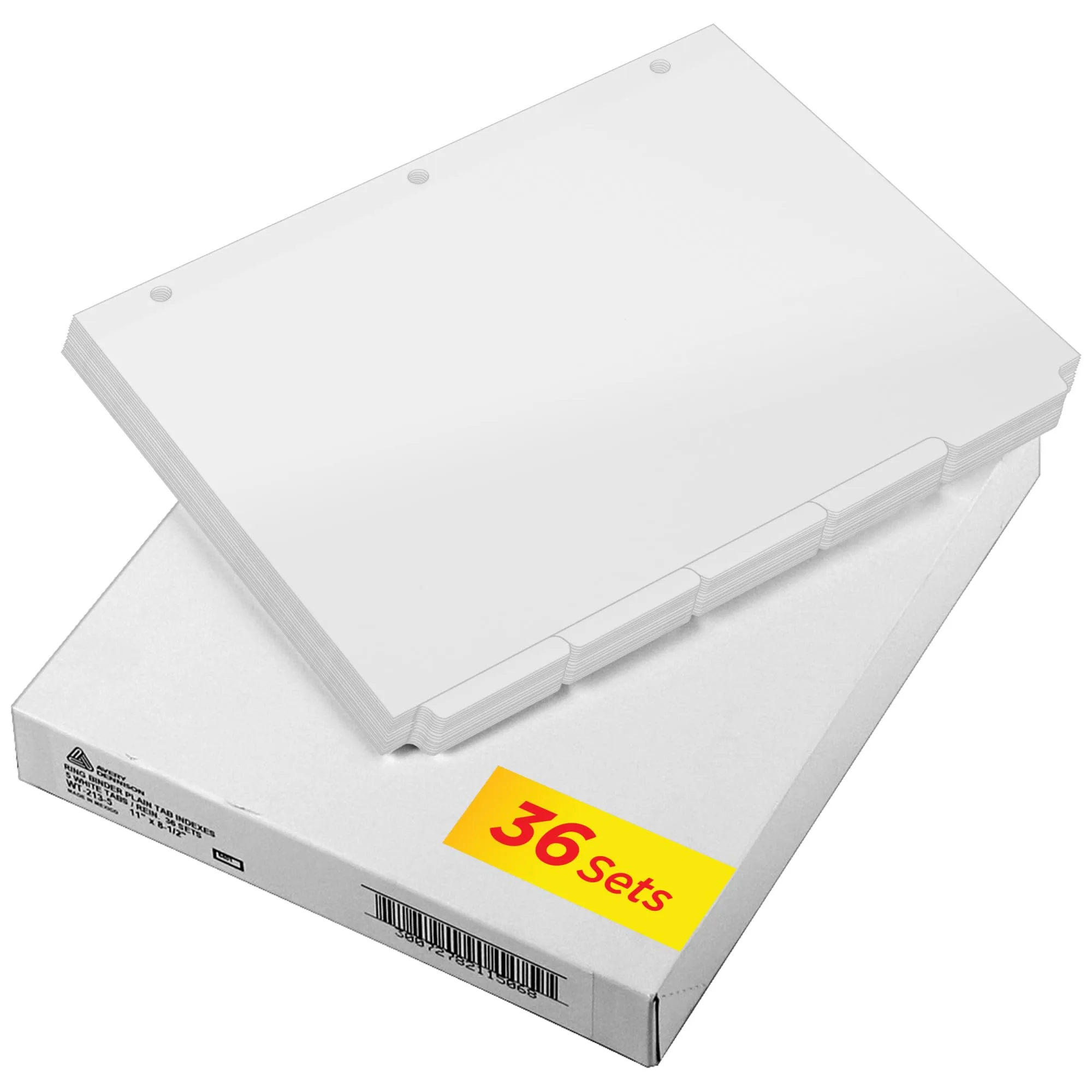 Avery 5-Tab Binder Dividers, Write-On Plain Tabs, 36 Sets (11506) White One Size