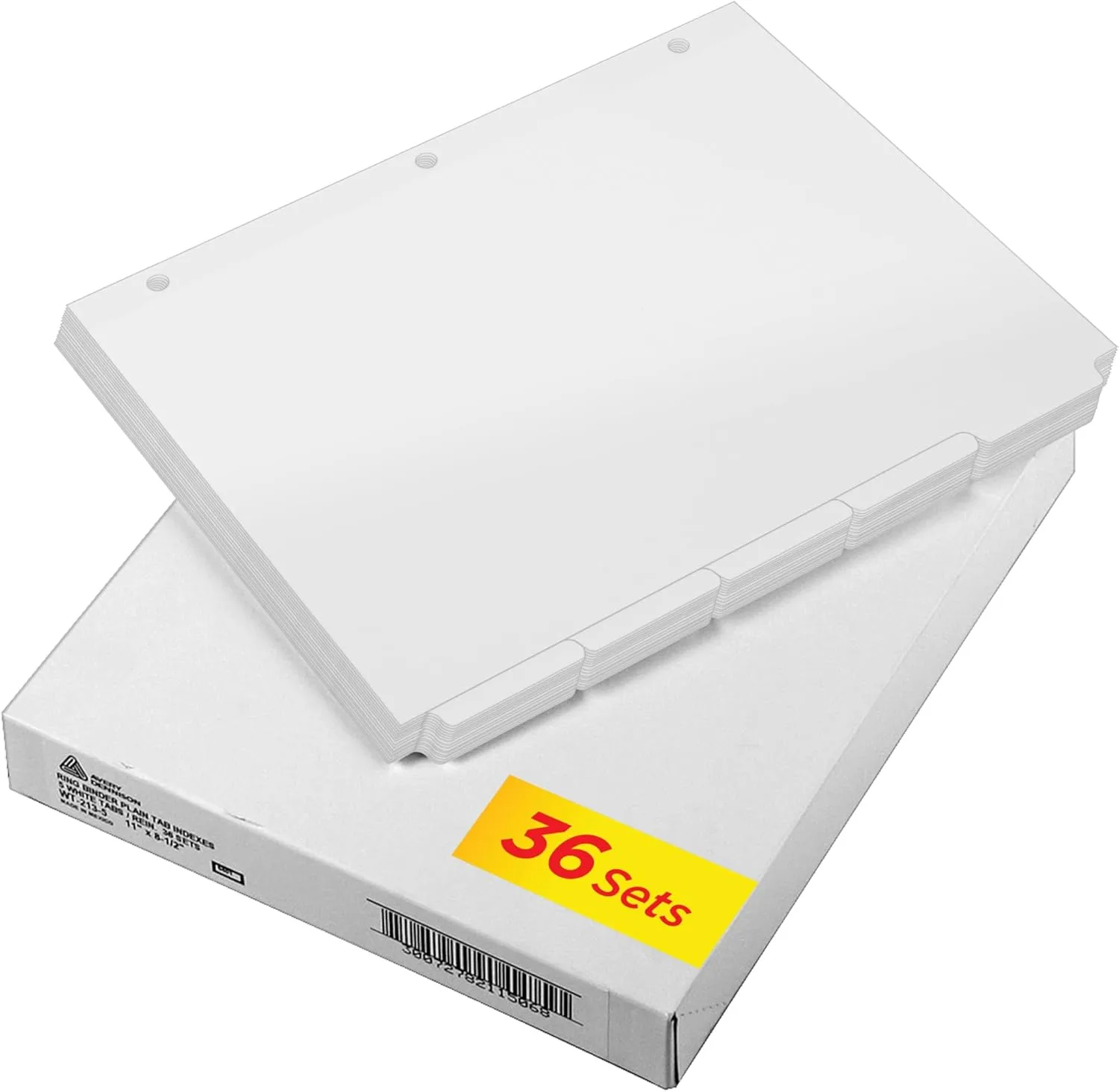Avery 5-Tab Binder Dividers, Write-On Plain Tabs, 36 Sets (11506) White One Size