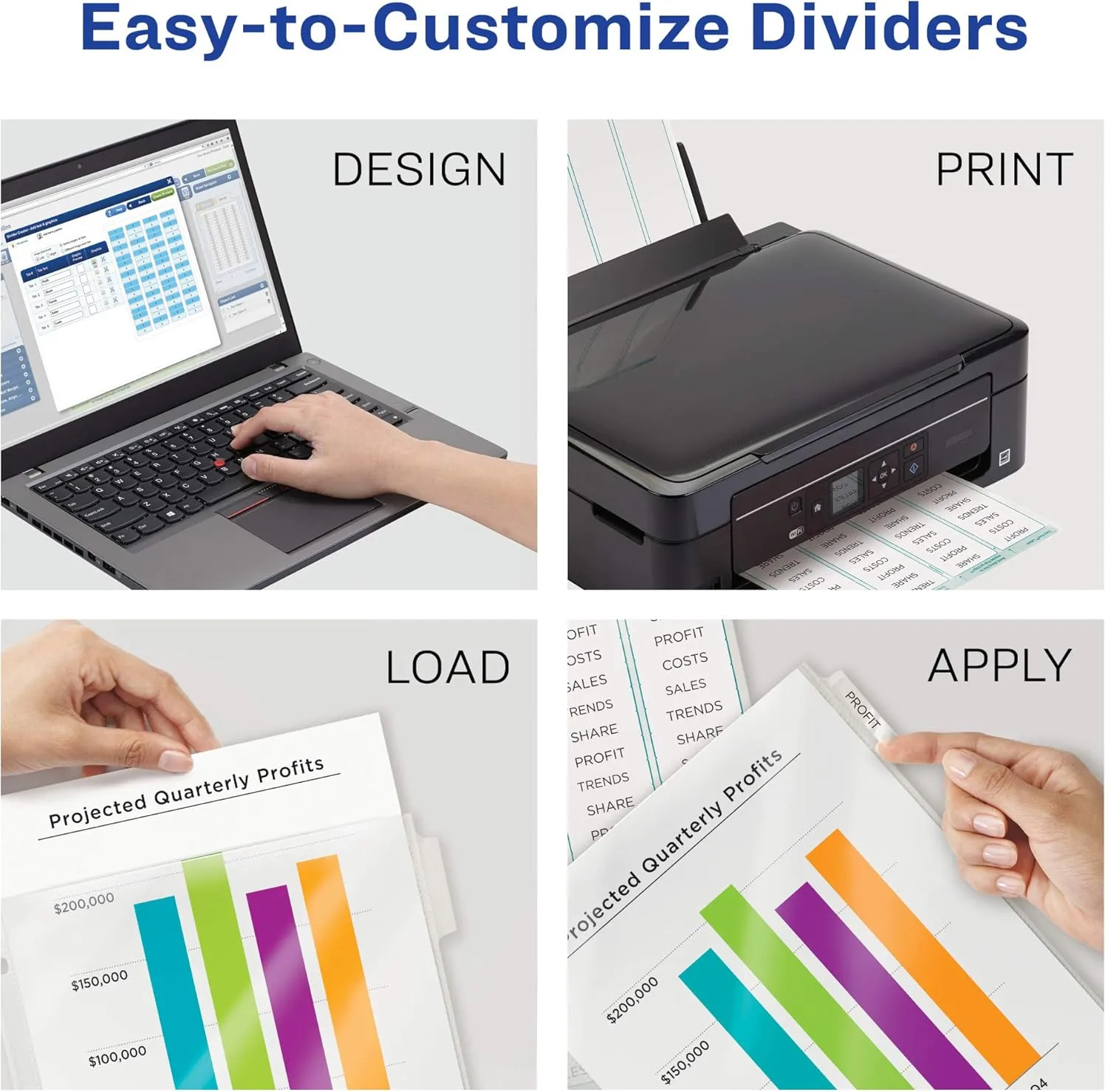 Avery 5-Tab Sheet Protector Dividers, Easy Print & Apply Clear Labels, Index Maker, White Tabs, 1 Set (75500) Letter (8.5" x 11") 5-Tab Dividers