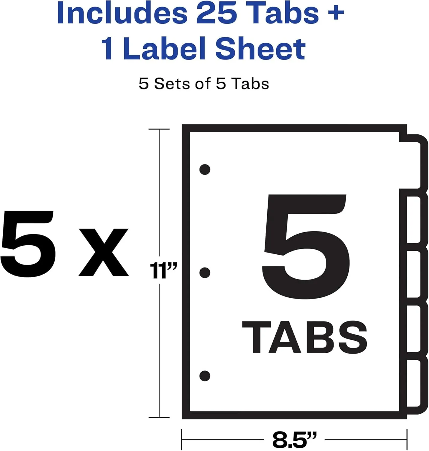Avery 5 Tab Dividers for 3 Ring Binder, Easy Print & Apply Clear Label Strip