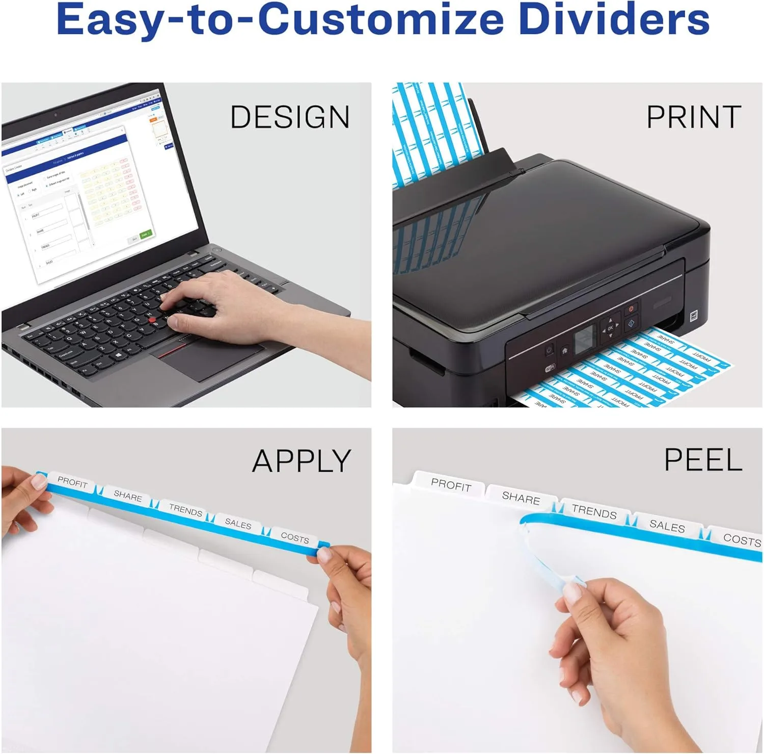 Avery 5-Tab Index Dividers for 3-Ring Binder, Easy Apply, 5 Sets (11418)