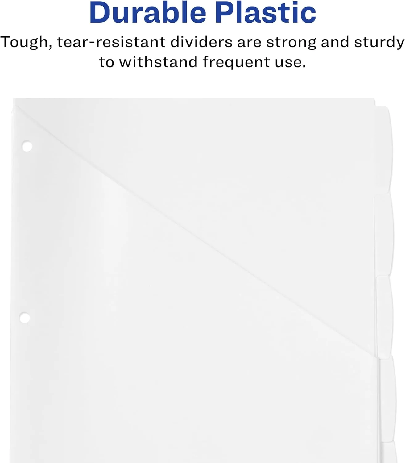 Avery Durable Plastic 5 Tab Write & Erase Dividers for 3 Ring Binders, Slash Pocket, Translucent White, 1 Set (16825)