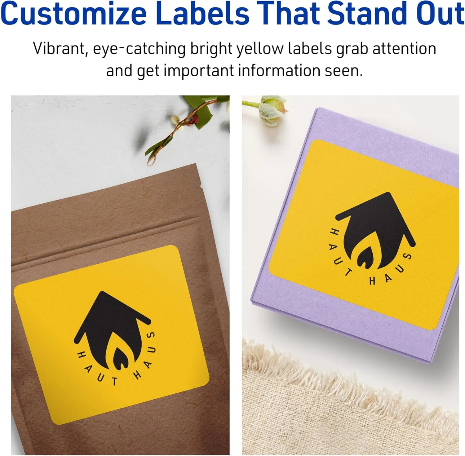 AVERY Printable Rectangle Labels, Sure Feed Technology, 4-3/4" x 3-3/4", Bright Yellow, Print-to-the-Edge