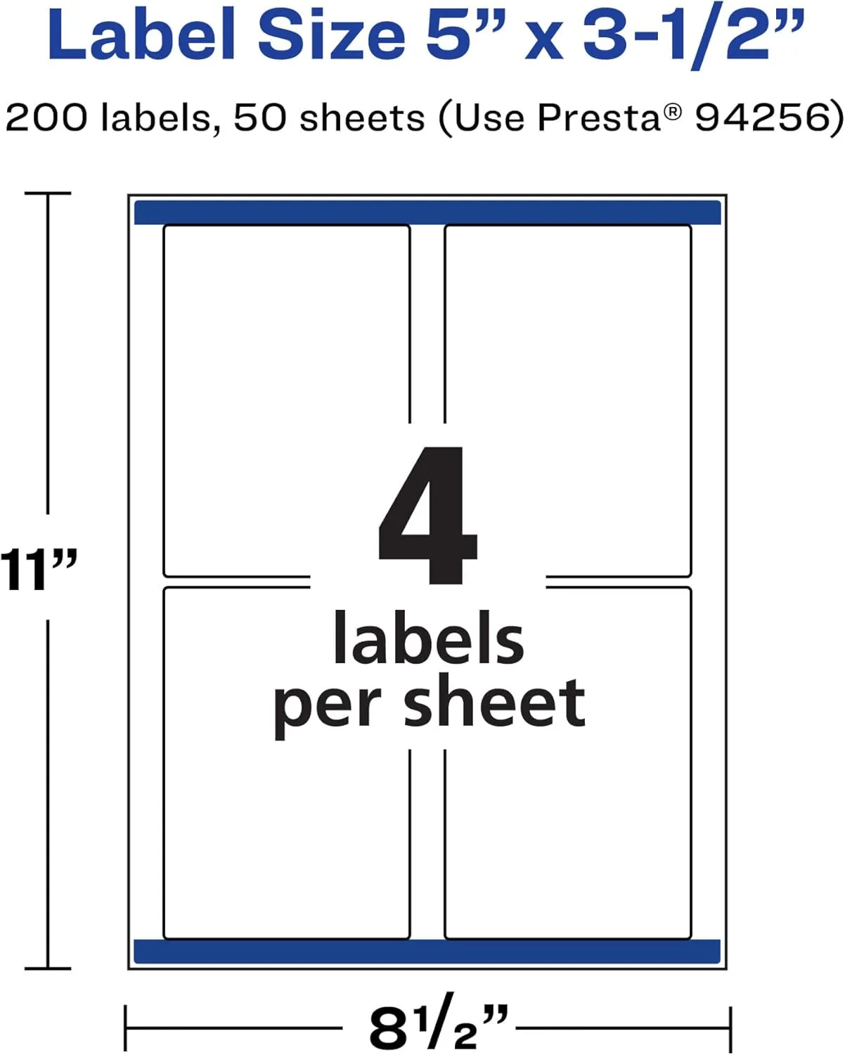 Avery Matte White Rectangle Labels, Sure Feed Technology, 5 x 3.5 in.