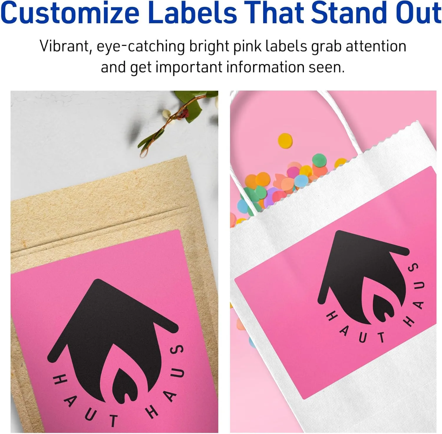 Avery Printable Rectangle Labels, Sure Feed Technology, 4-3/4" x 7-3/4", Bright Pink Labels, Print-to-The-Edge