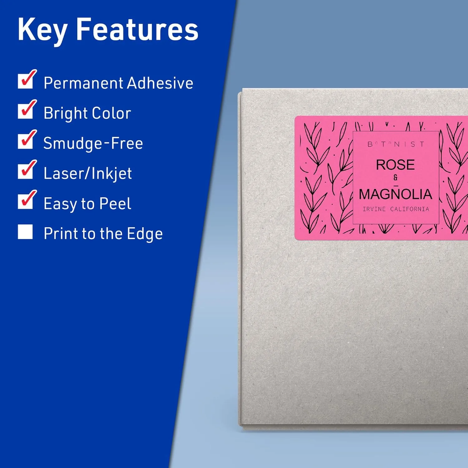 AVERY Printable Rectangle Labels, Sure Feed Technology, 5" x 6", Bright Pink, Laser/Inkjet Printable