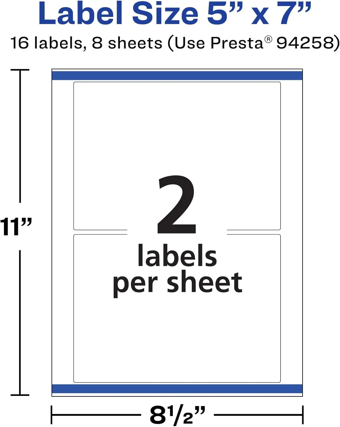 Avery Durable Removable Rectangle Labels, Sure Feed Technology, 5" x 7", Matte White Film, Water-Resistant - 1D1DEC