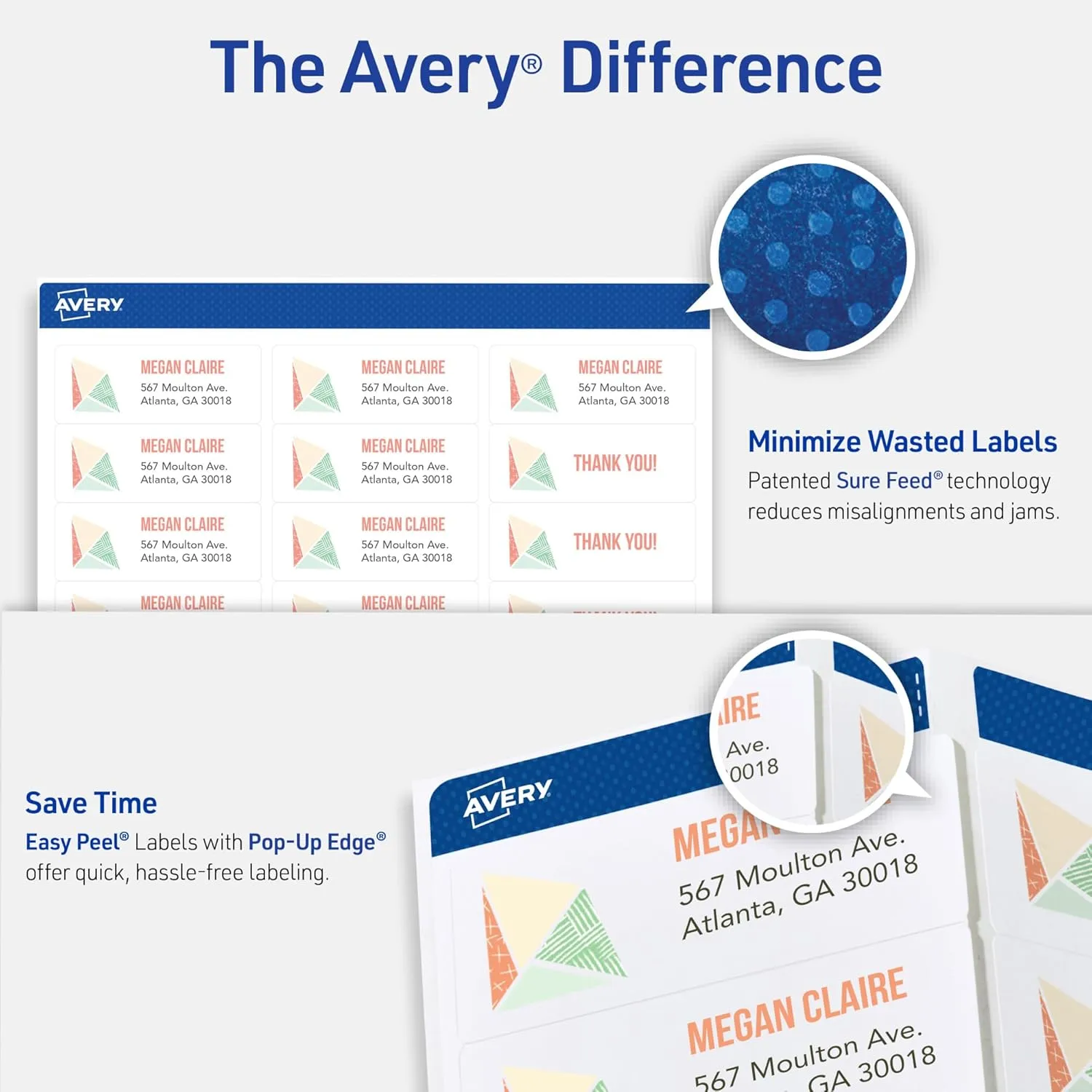 Avery Easy Peel Printable Address Labels with Sure Feed, 1" x 2-5/8", 3,000 Blank Mailing Labels, Great for Mailing, Shipping, and More (8460) 1 Pack