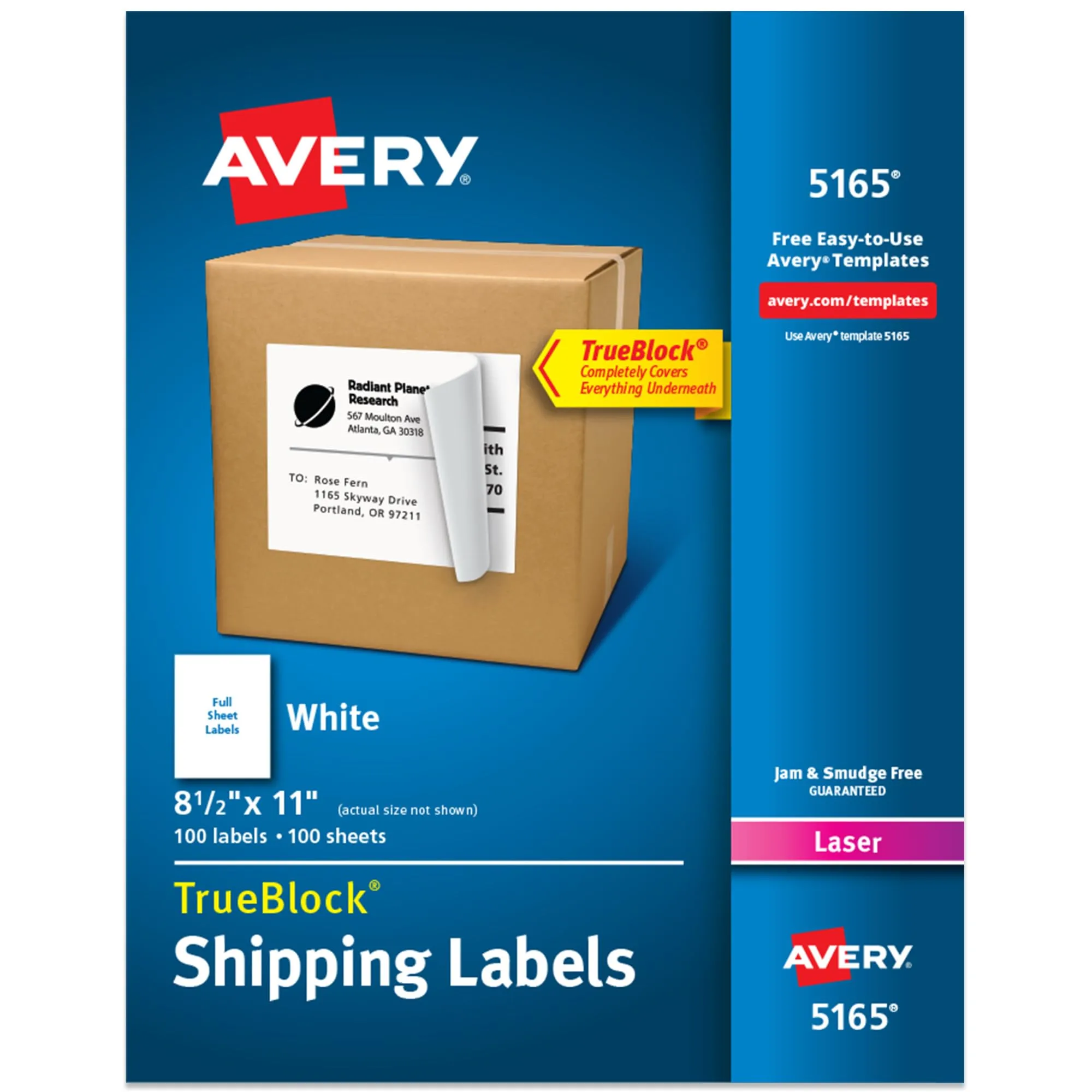 Avery Full-Sheet Printable Shipping Labels, 8.5 x 11, White