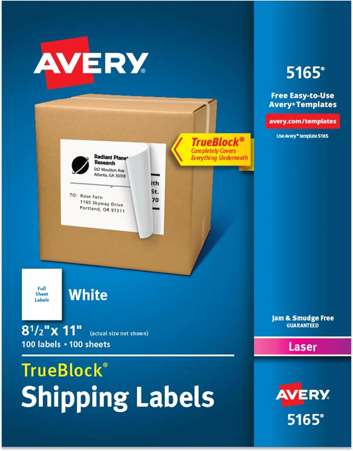 Avery Full-Sheet Printable Shipping Labels, 8.5 x 11, White