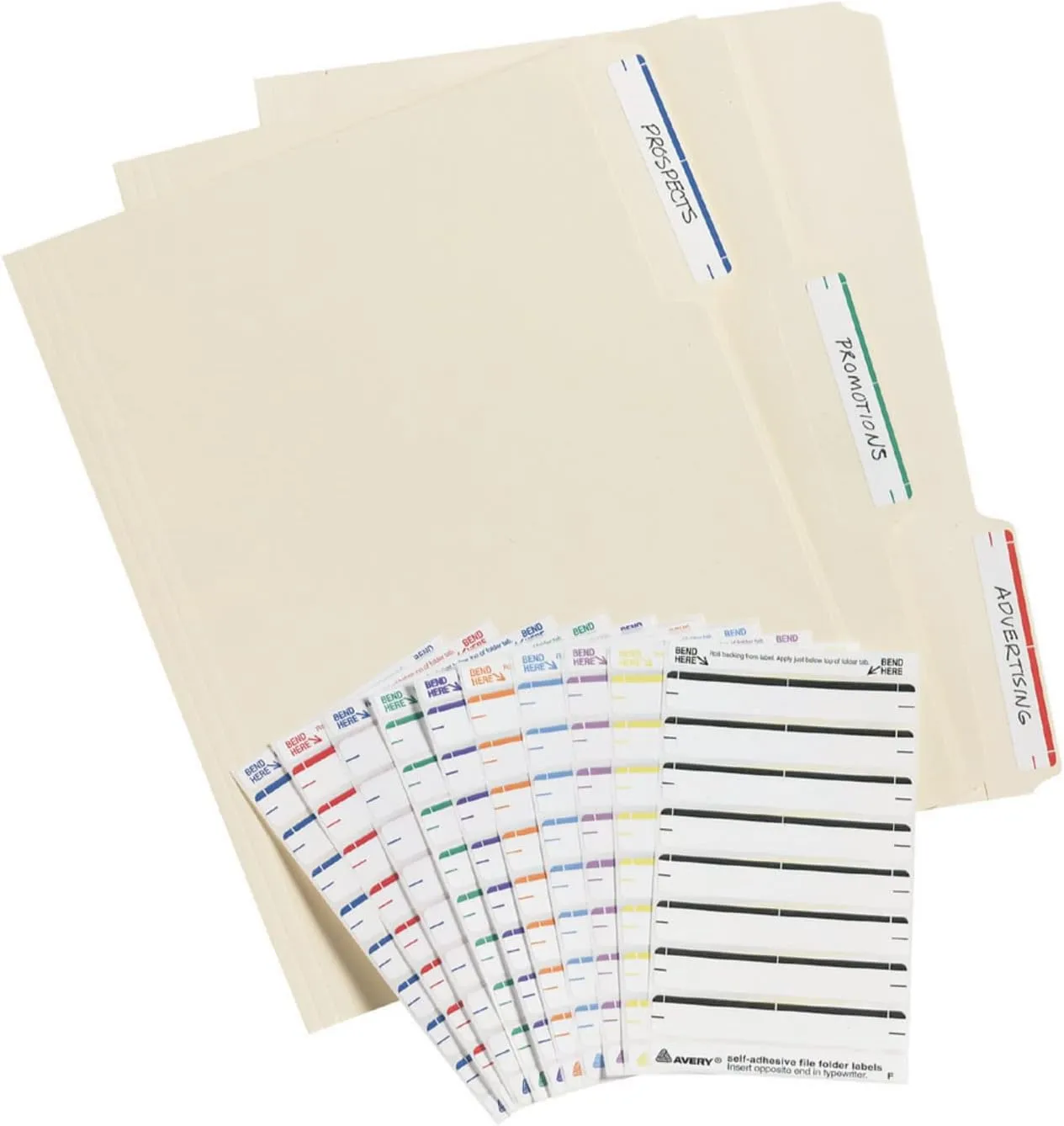 Avery File Folder Labels on 4" x 6" Sheets, Easy Peel, Assorted, Print & Handwrite, 2/3" x 3-7/16", 252 Labels (5215) Assorted 1 Pack