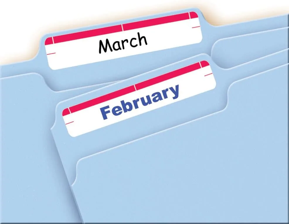 Avery File Folder Labels on 4" x 6" Easy Peel Sheets, White with Dark Red Bar, 2/3" x 3-7/16", 252 Labels (5201)