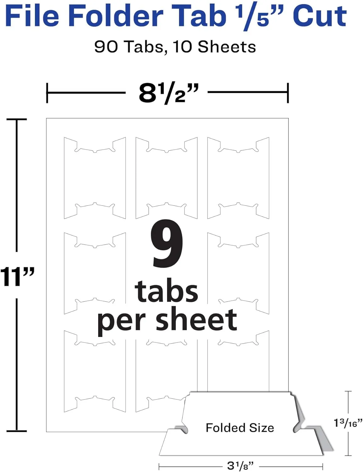 Avery Printable Hanging File Folder Tabs, 1/5 Cut, White, 90 Total (5567) 1 pack