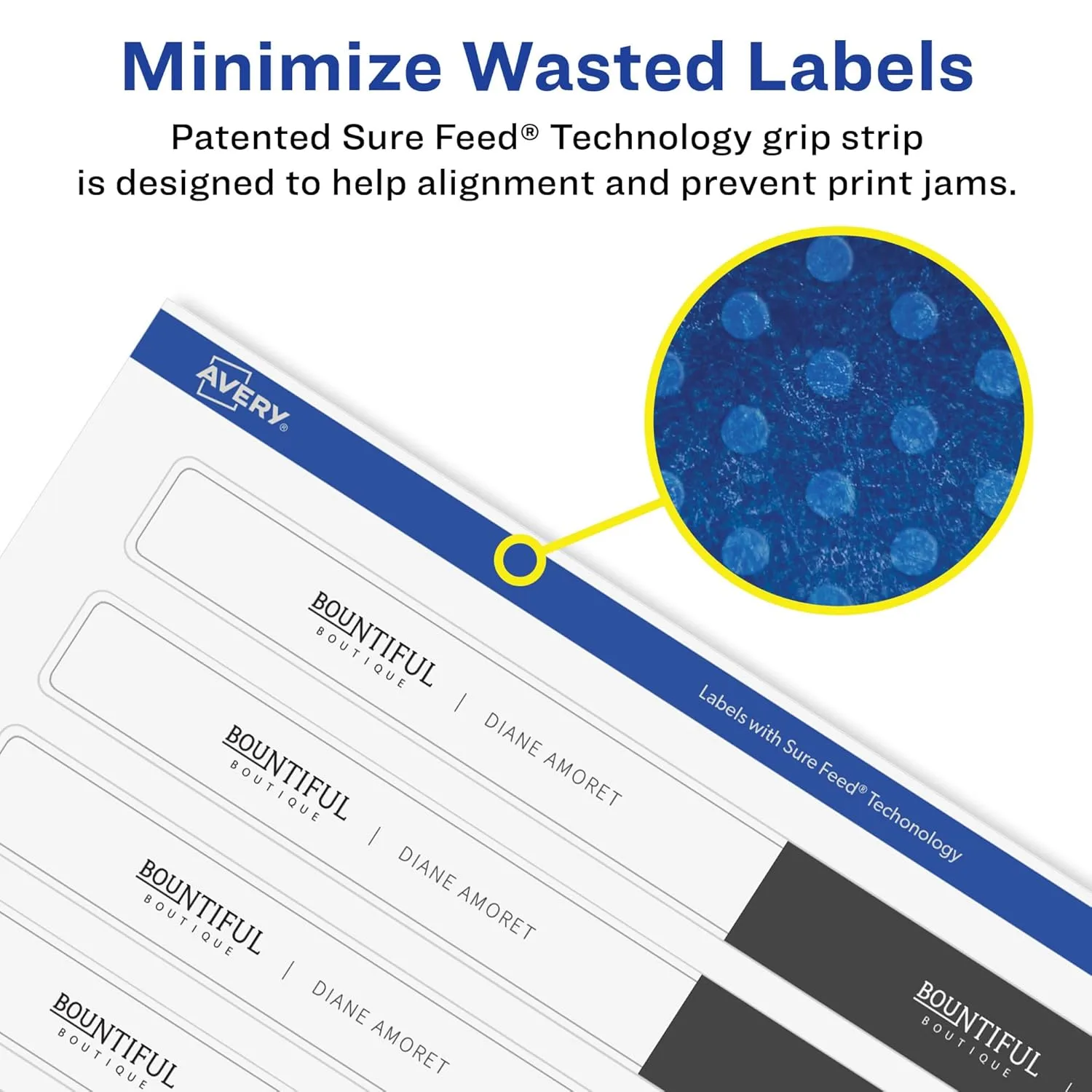 Avery Matte White Removable Rectangle Labels, Sure Feed Technology, Print-to-The-Edge, 5/8" x 7-1/2", 180 Removable Labels