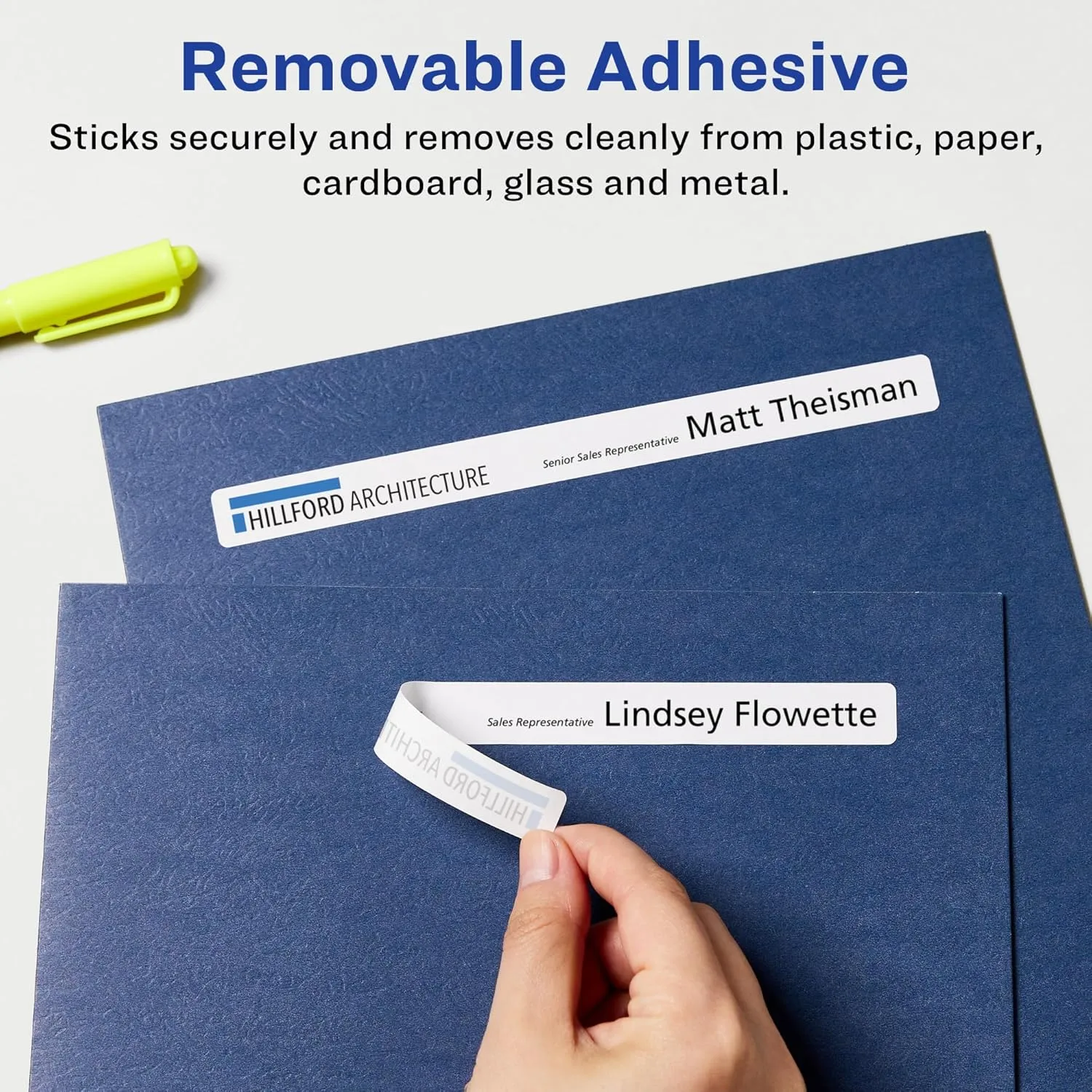 Avery Matte White Removable Rectangle Labels, Sure Feed Technology, Print-to-The-Edge, 5/8" x 7-1/2", 180 Removable Labels