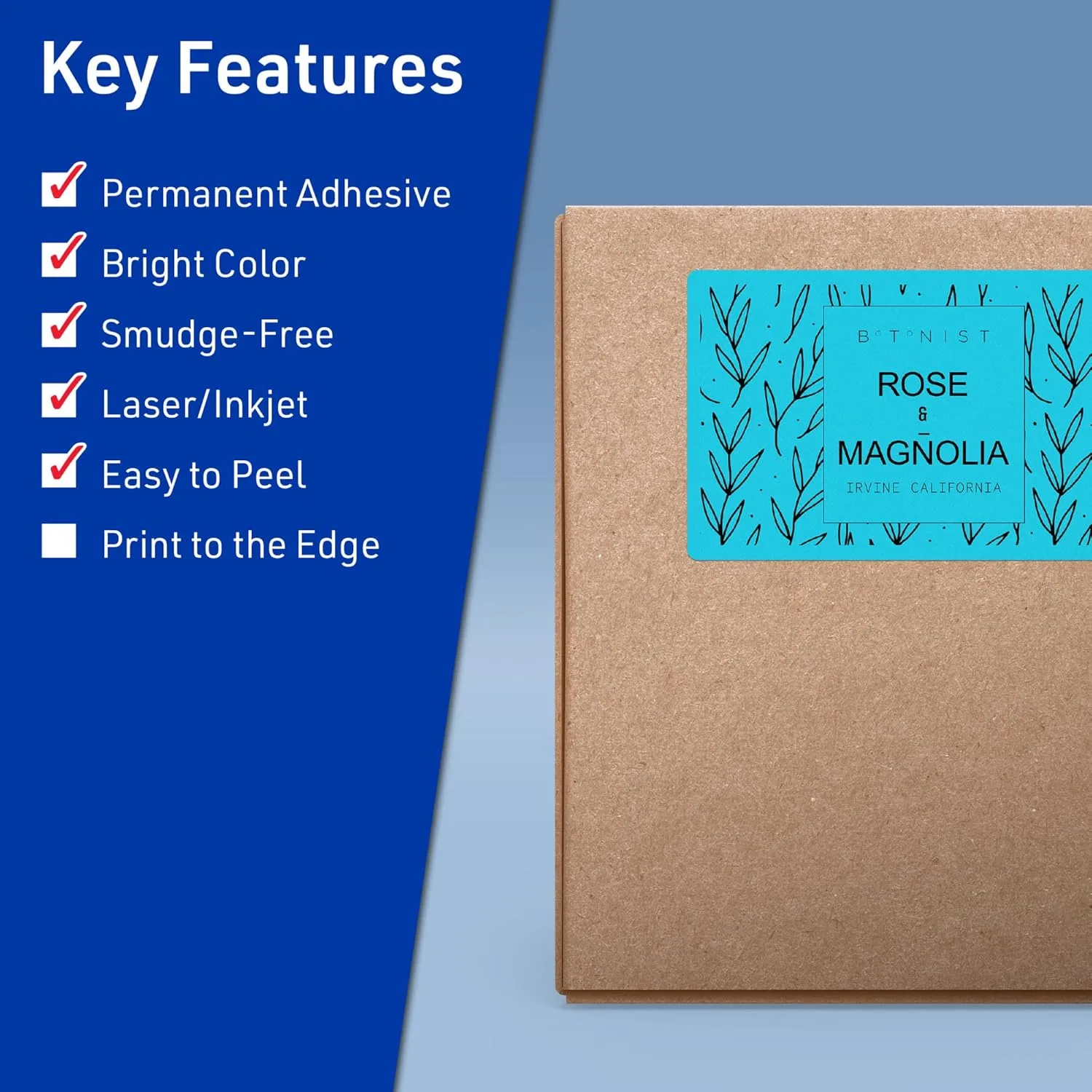 Avery Printable Rectangle Labels, Sure Feed Technology, 5" x 7", Bright Blue Labels, Laser/Inkjet Printable, 20 Total